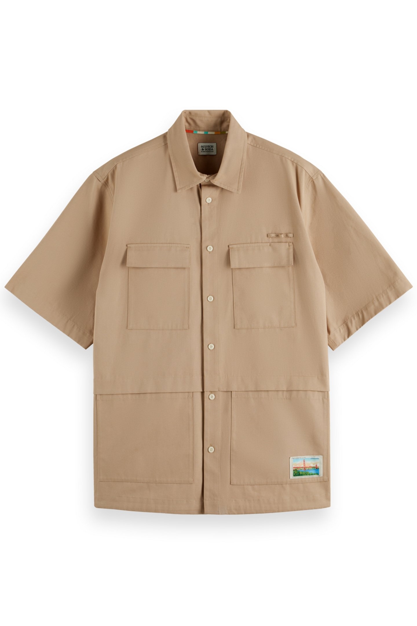 RELAXED FIT SOLID UTILITY SHIRT DESERT SAND 1
