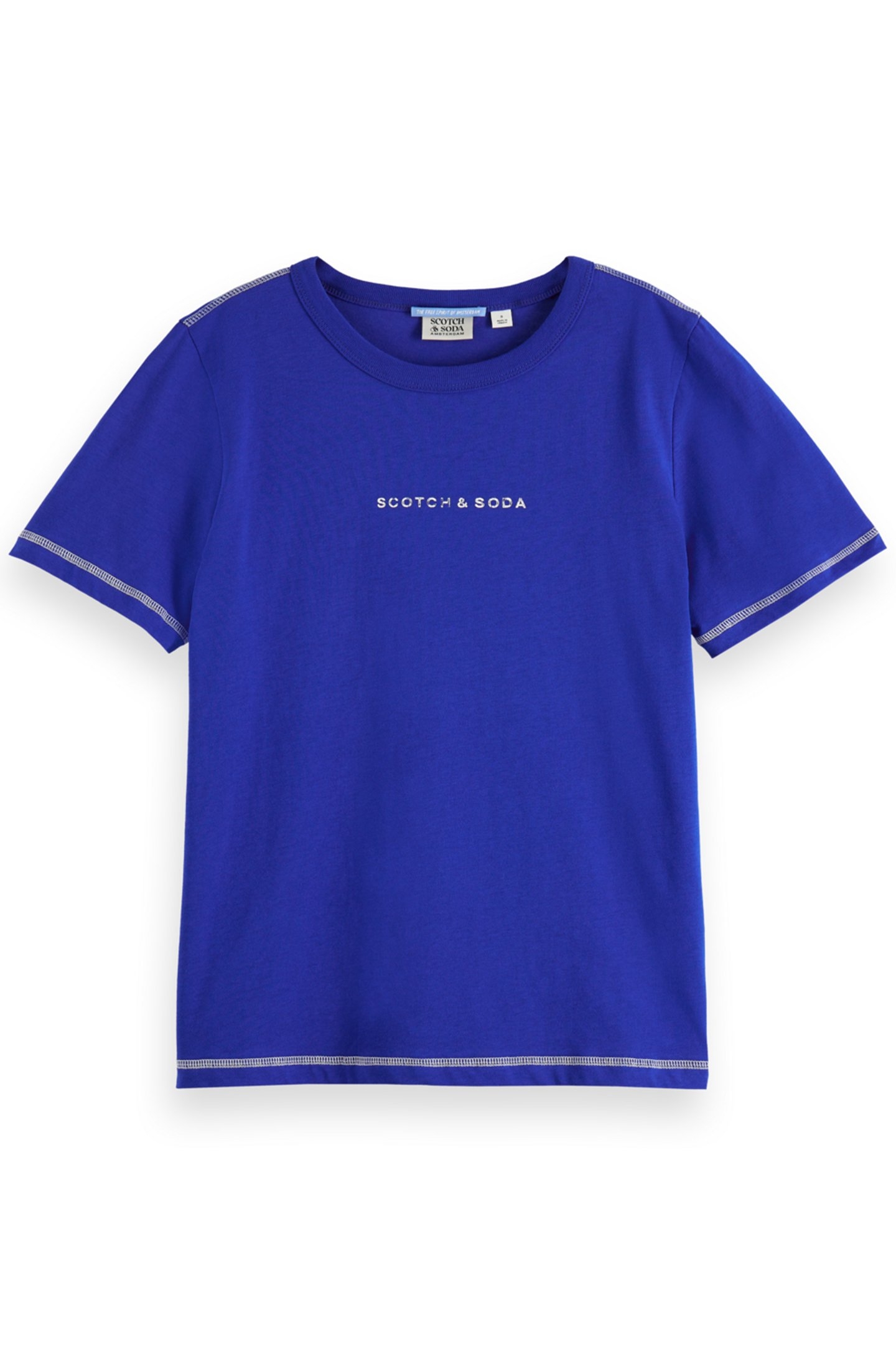 REGULAR FIT T-SHIRT WITH FLATLOCK DETAIL ELECTRIC BLUE 4