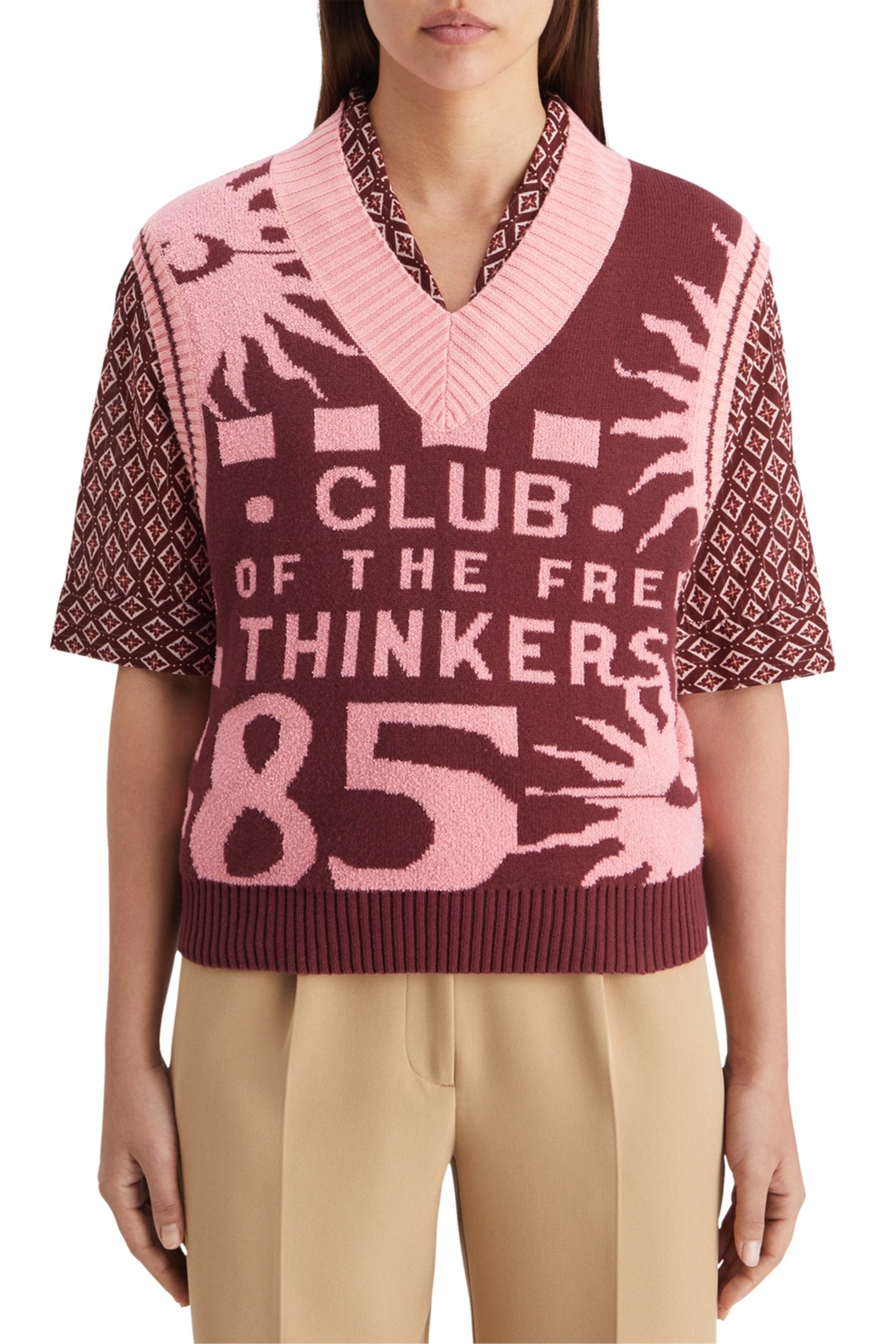 JACQUARD KNITTED SPENCER BORDEAUX 1