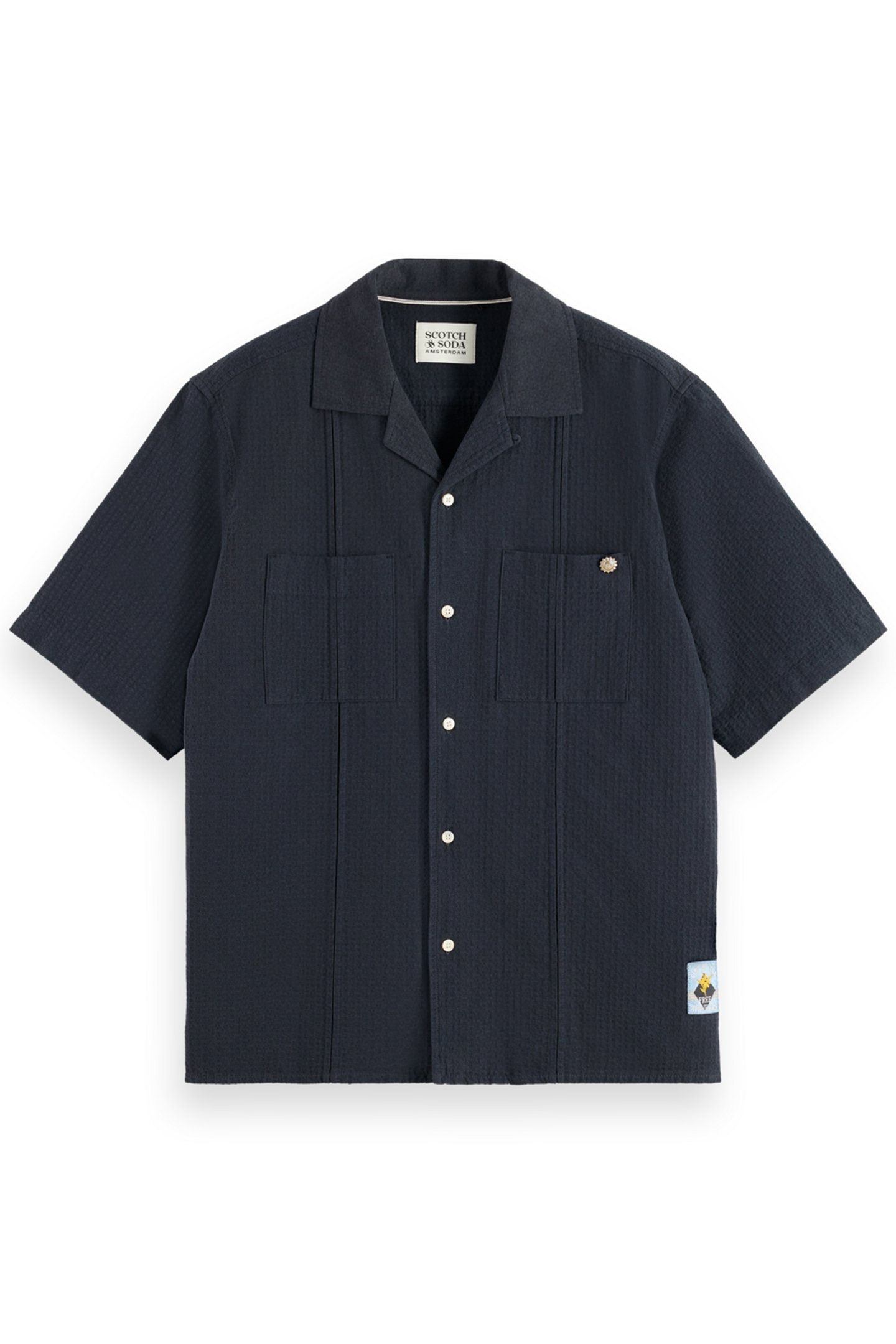 RELAXED FIT STRUCTURED DOBBY SHIRT BLACK 4