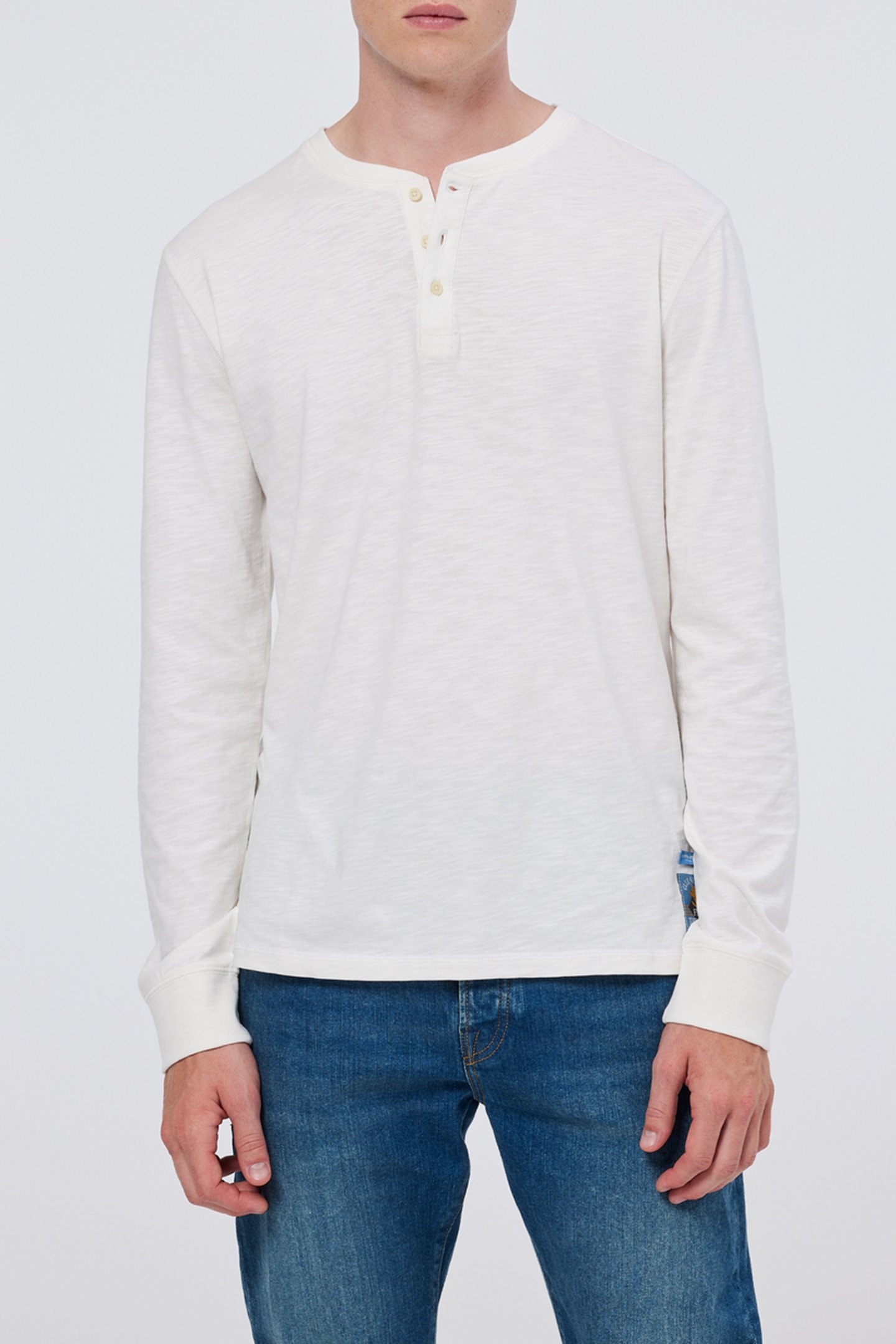 REGULAR FIT SLUB HENLEY T-SHIRT LS SWAN 1