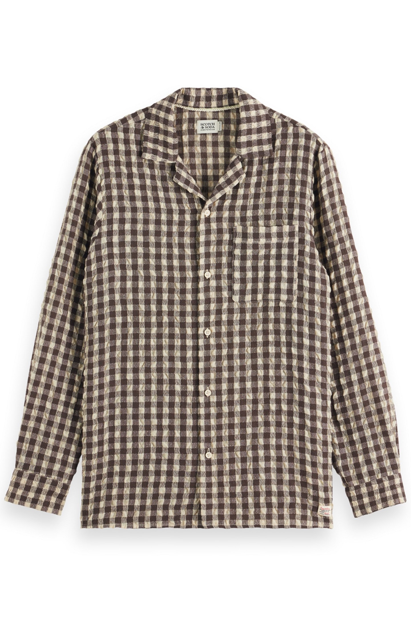 SEERSUCKER WOOL BLEND CHECK SHIRT BROWN CHECK 4