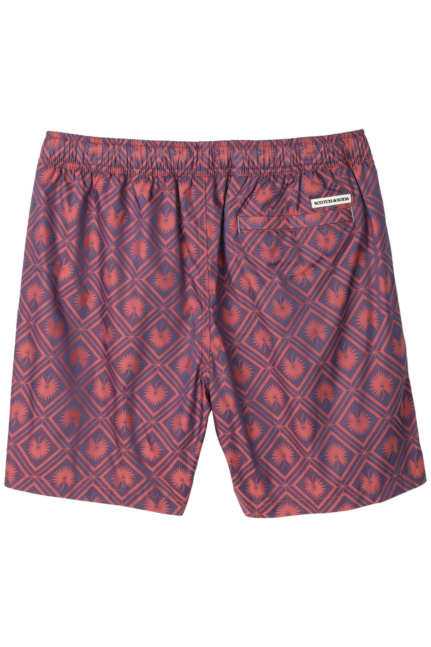 DIAMOND PATTERNED SWIM TRUNK LT PASTEL RED 2