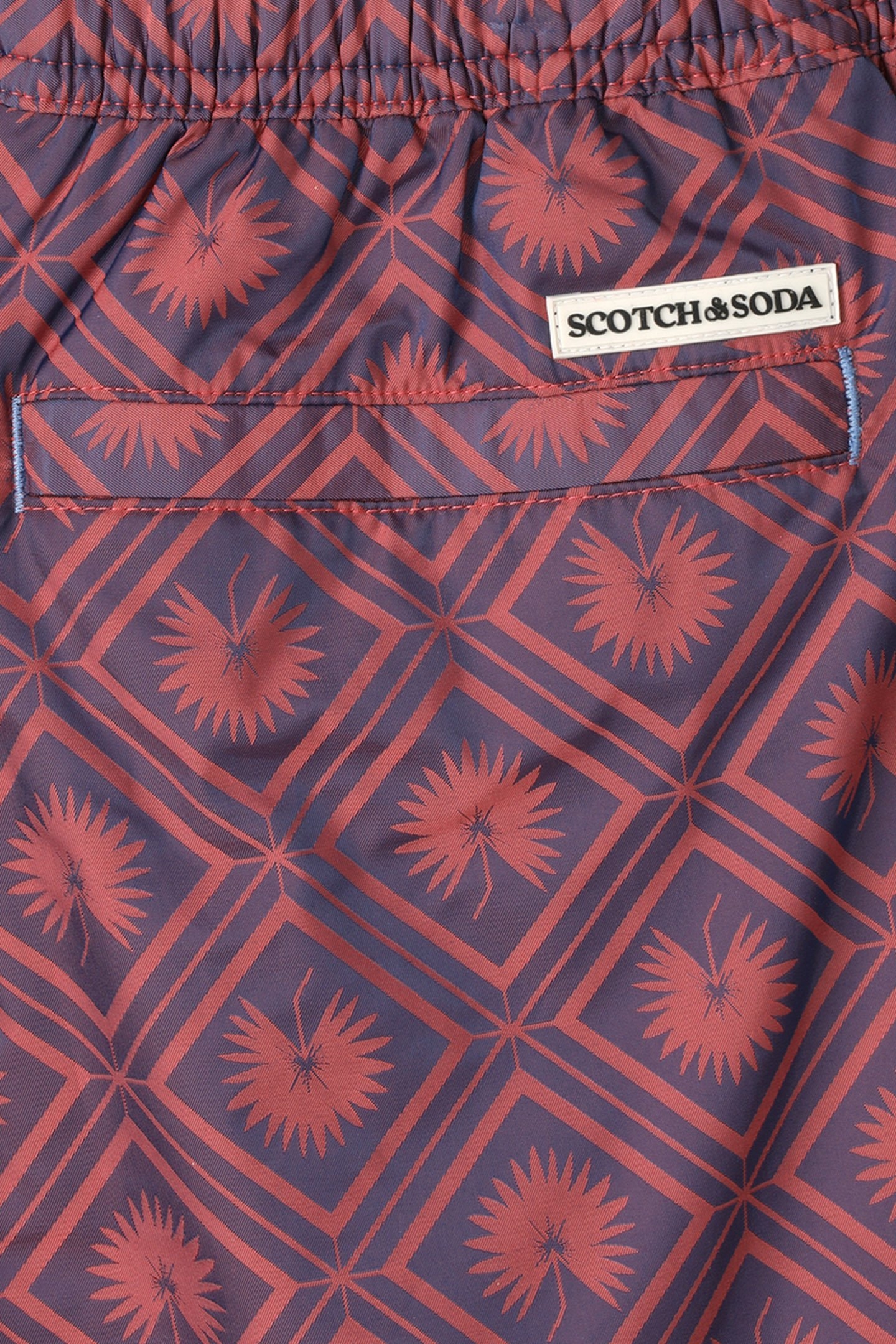 DIAMOND PATTERNED SWIM TRUNK LT PASTEL RED 6