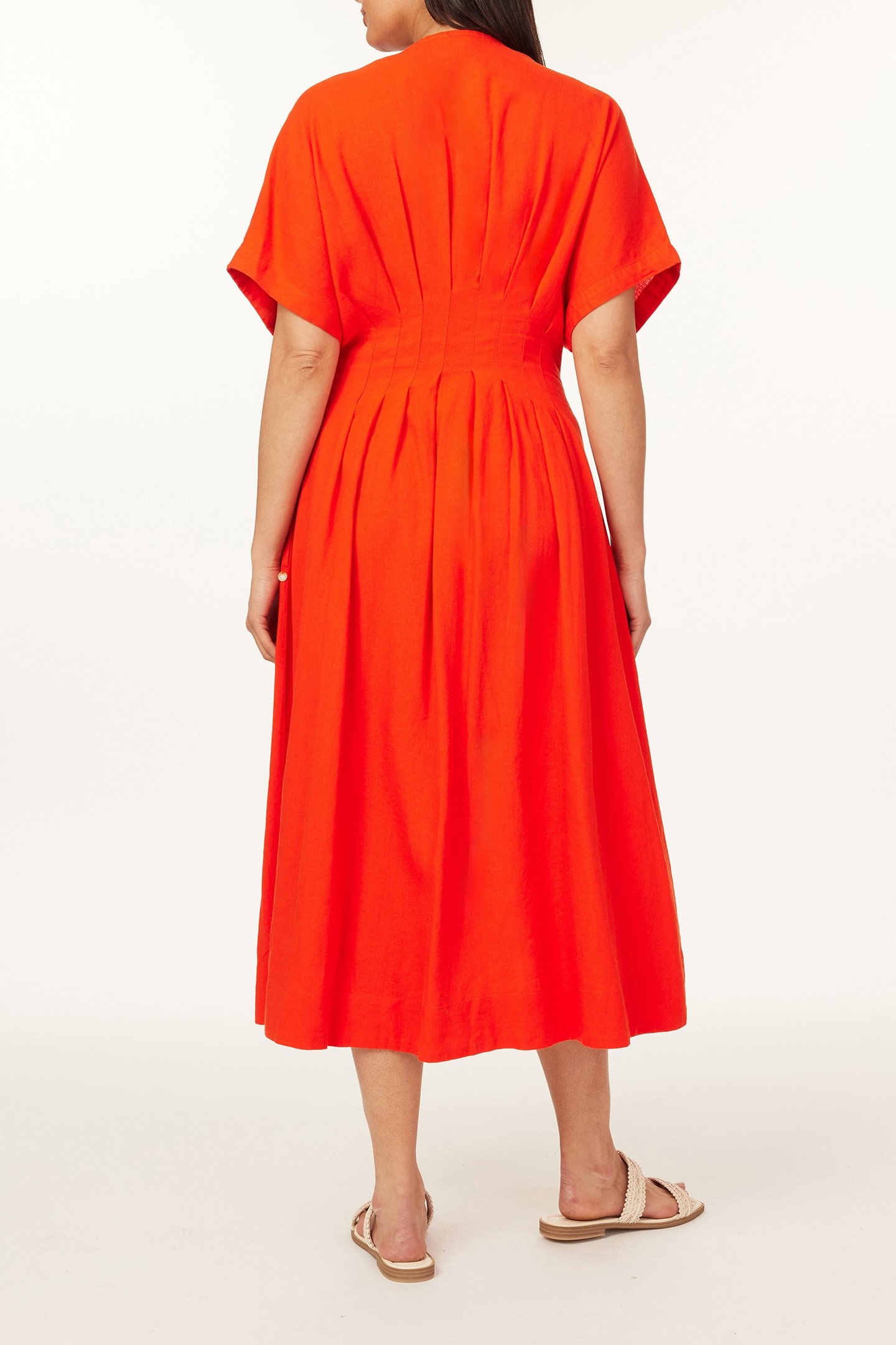 MULTI PLEATED DOLMAN DRESS ORANGE.COM 2