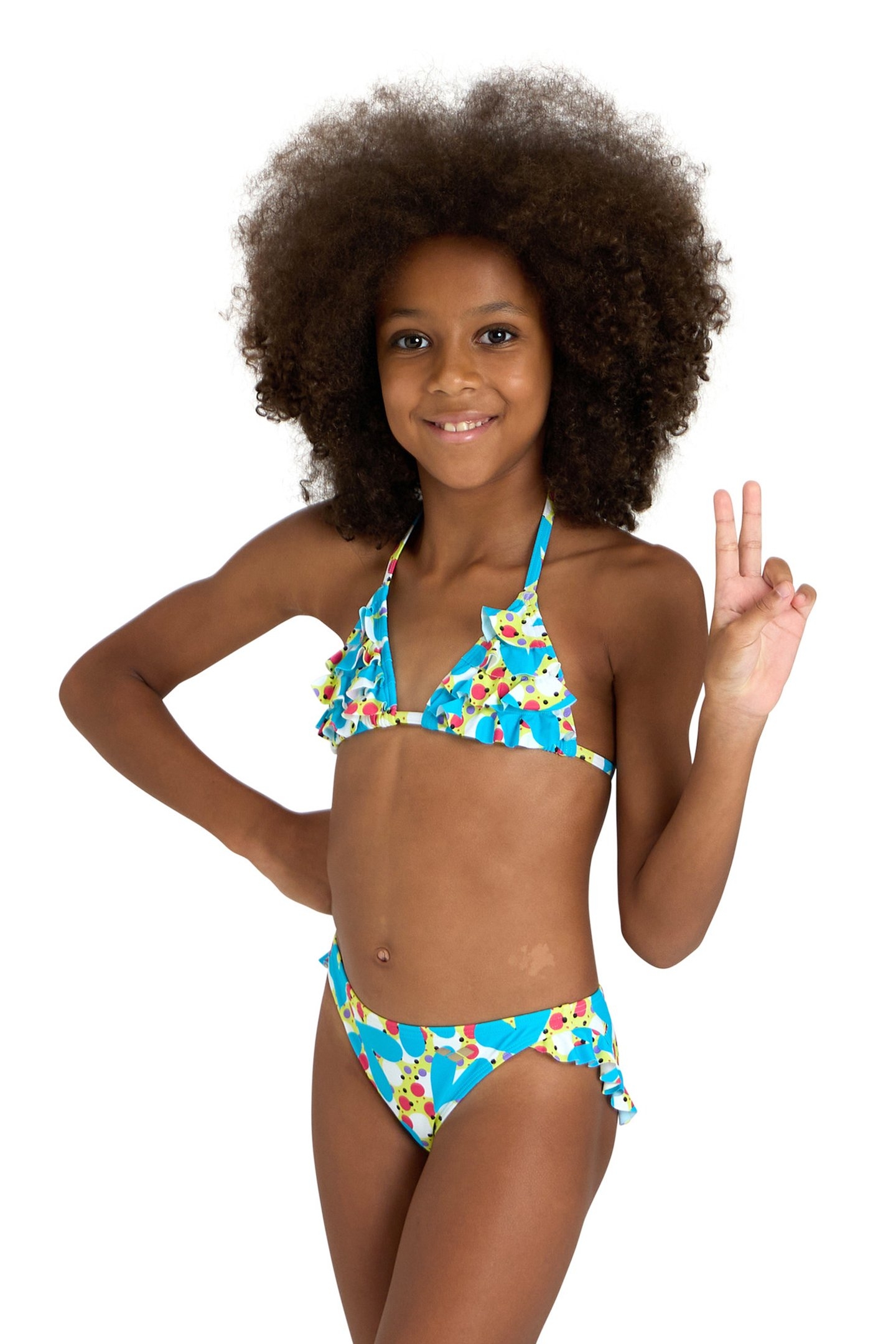 GIRLS' ARENA VINTAGE BIKINI TRIANGLE SOFT GREEN MULTI 1
