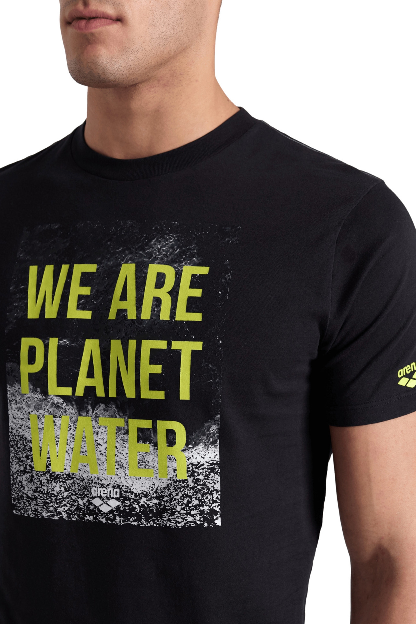 MEN'S T-SHIRT SOLID COTTON BLACK-WE ARE PLANET WATER 4