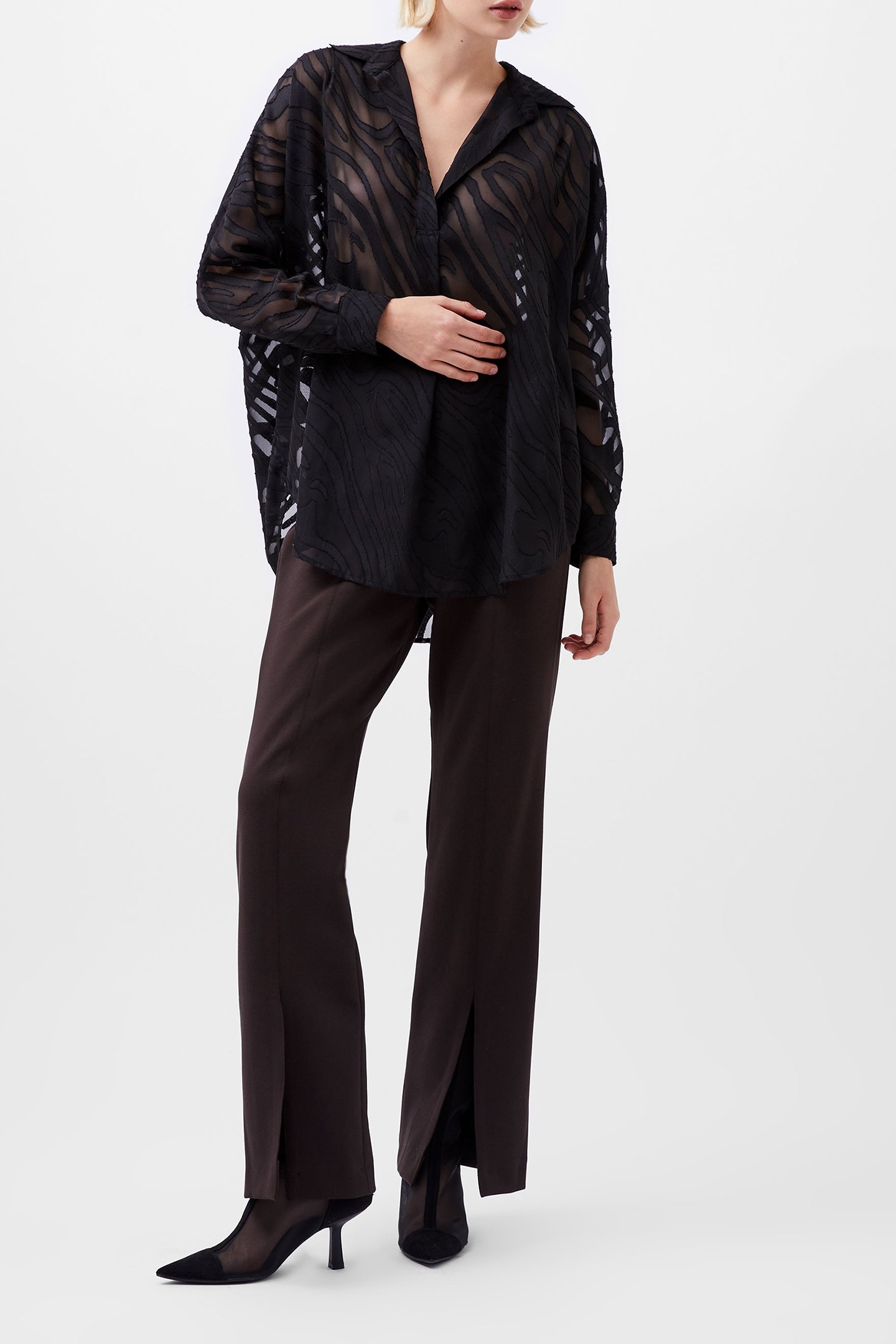 WHISPER FRONT SPLIT TROUSER CHOCOLATE GANACHE 2