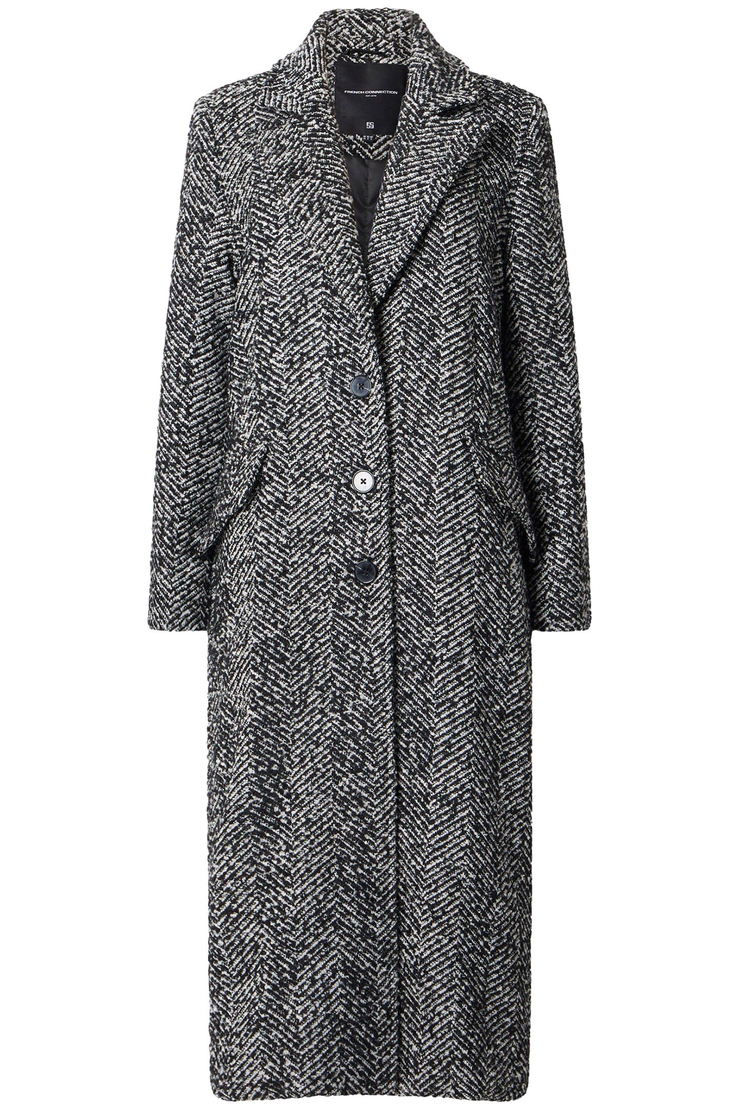 CHANTELLE HERRINGBONE COAT BLACK/WHITE 3