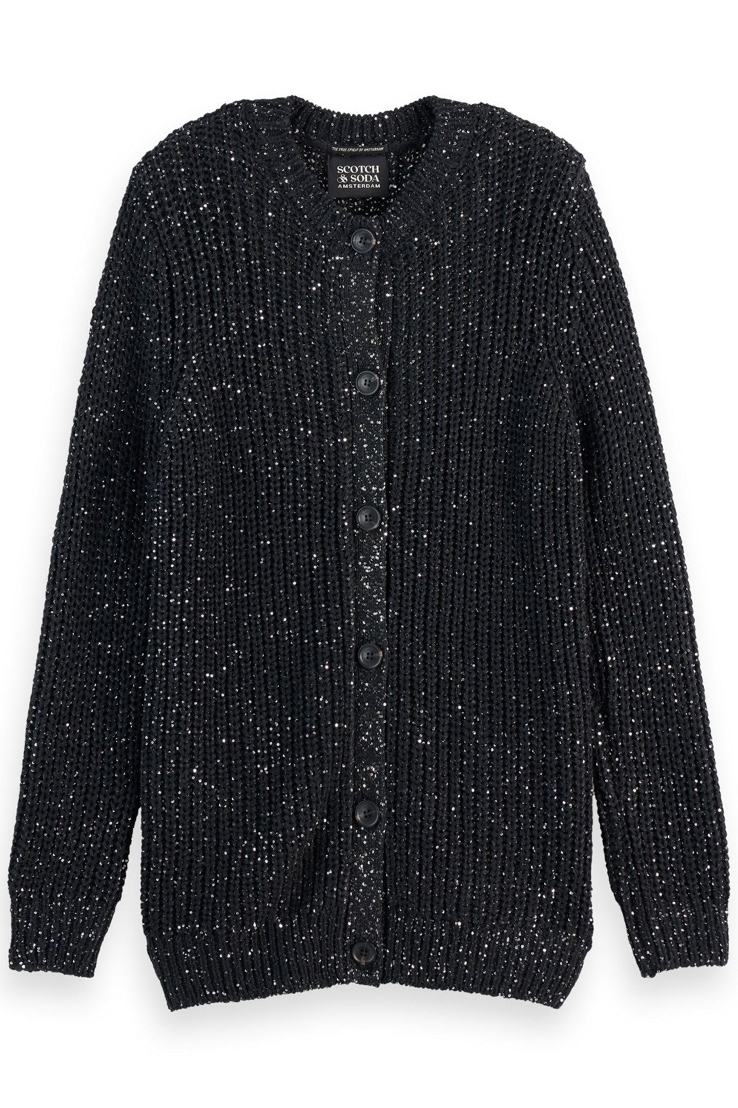SEQUIN MID LENGTH CARDIGAN EVENING BLACK 1