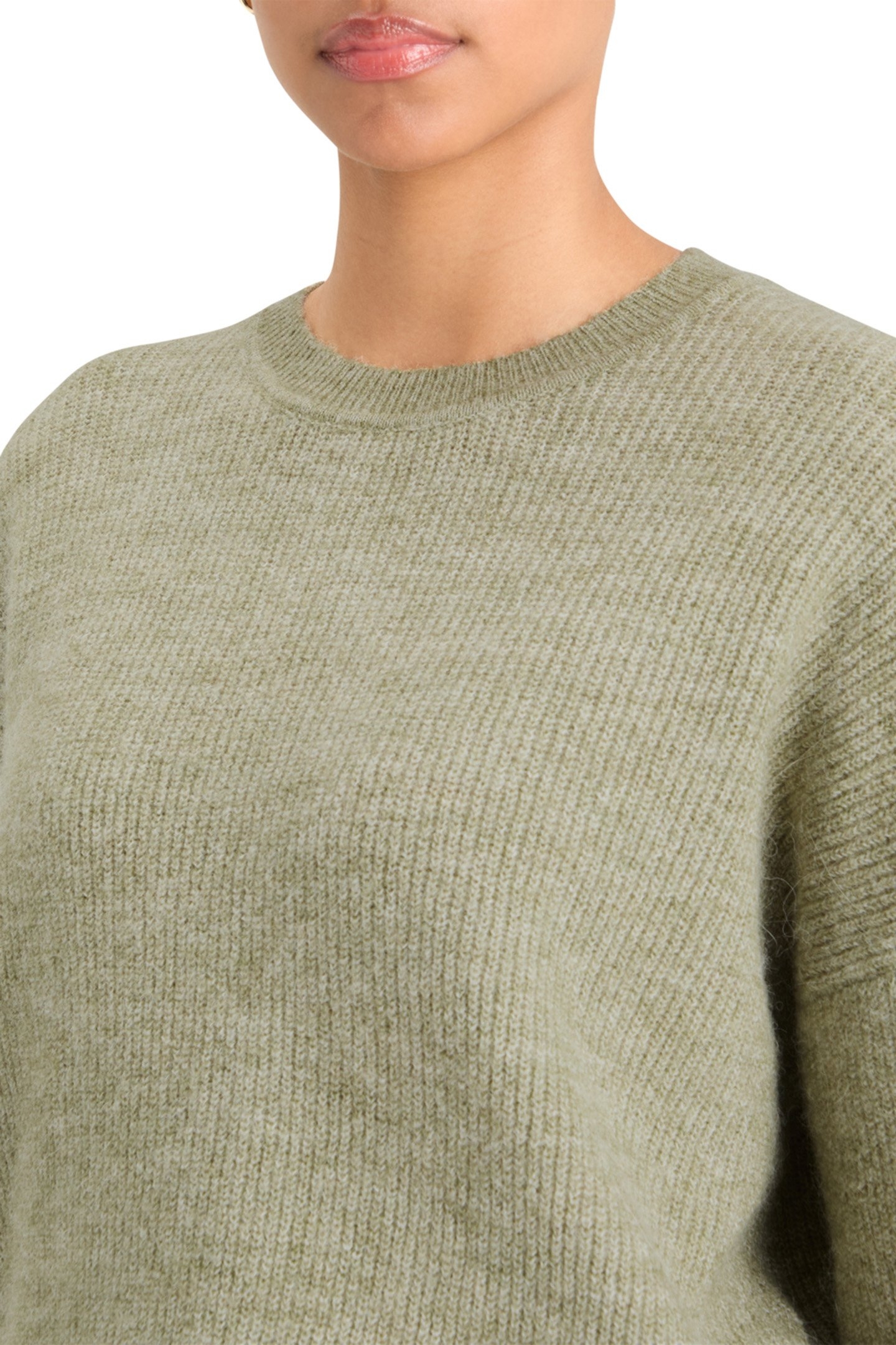 FUZZY CREW NECK PULLOVER WASHED SAGE MELANGE 7