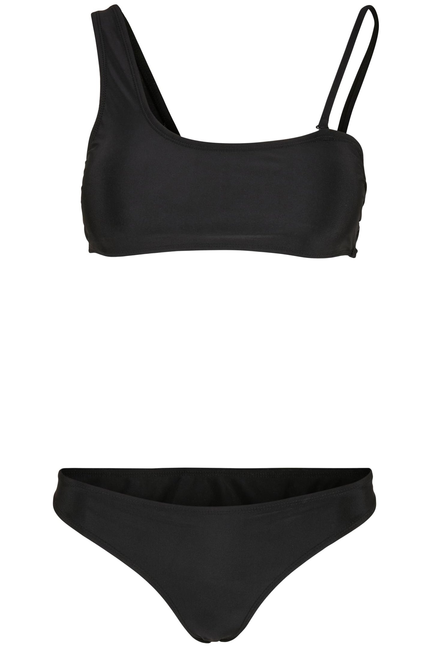 LADIES RECYCLED ASYMMETRIC TANK TOP BIKINI BLACK 1