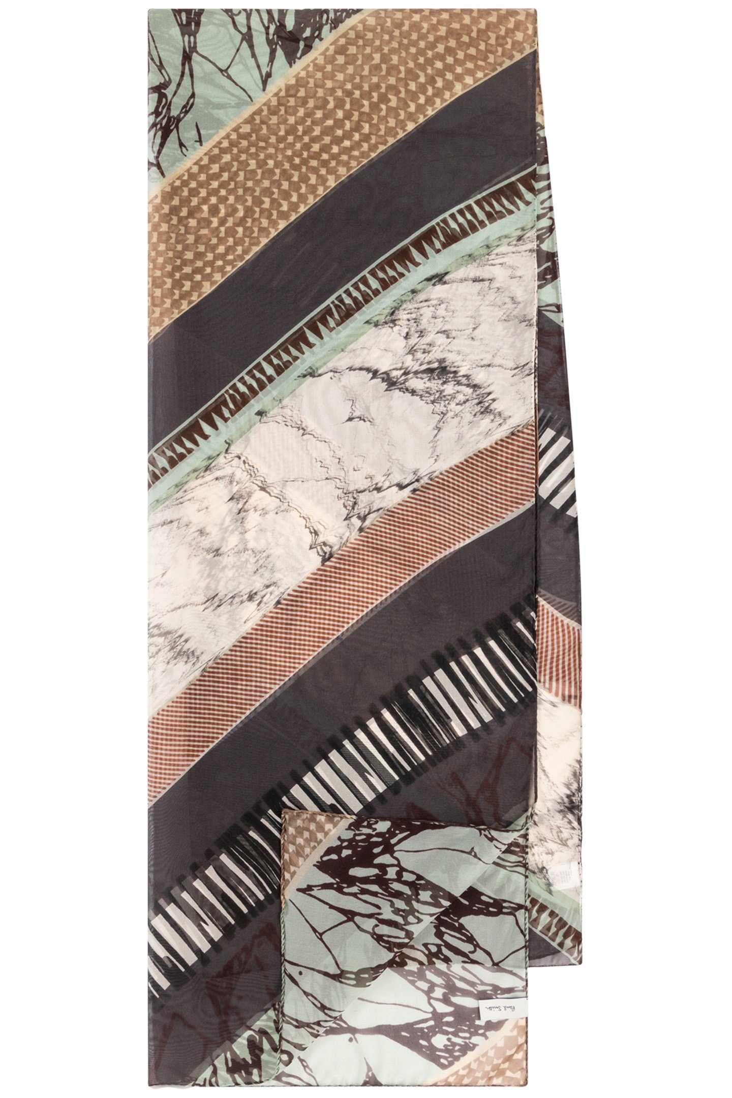 WOMEN SCARF ASSEMBLED STRP EMERALD GREEN 1