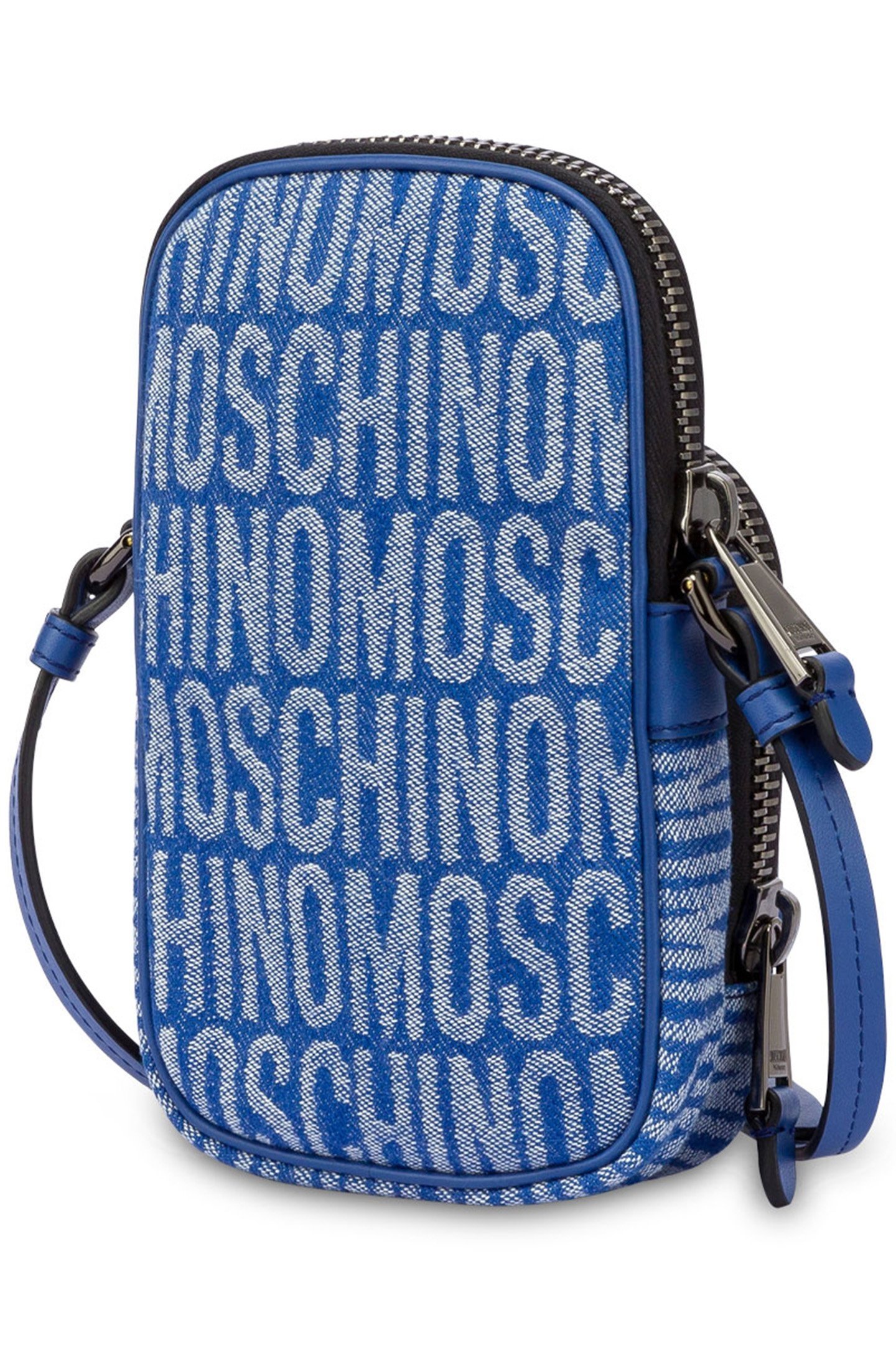 ALLOVER LOGO DENIM CELL PHONE BAG BLUE 2