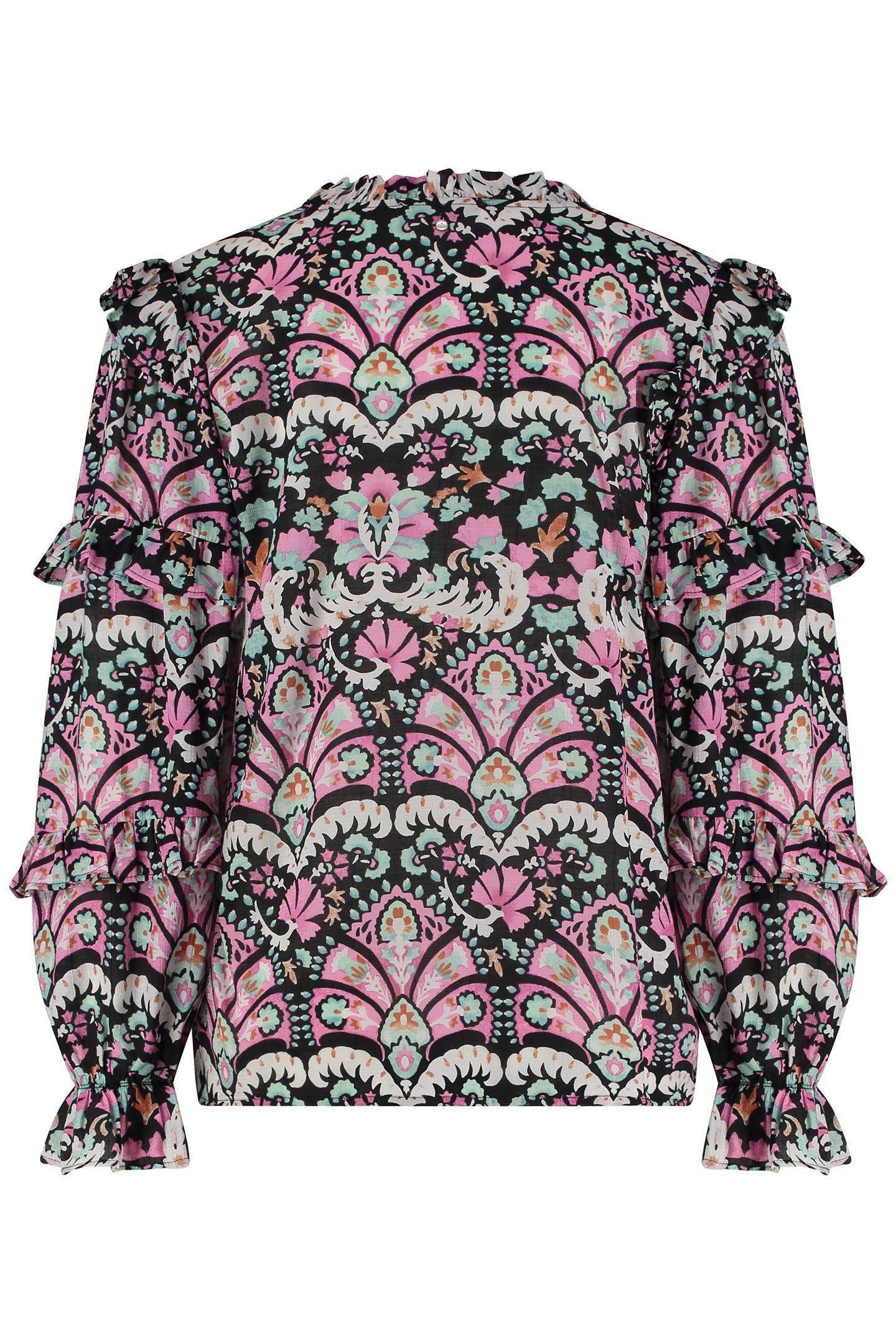 TOP RUFFLE FOLK TALES BLACK PRINT BLACKS 3