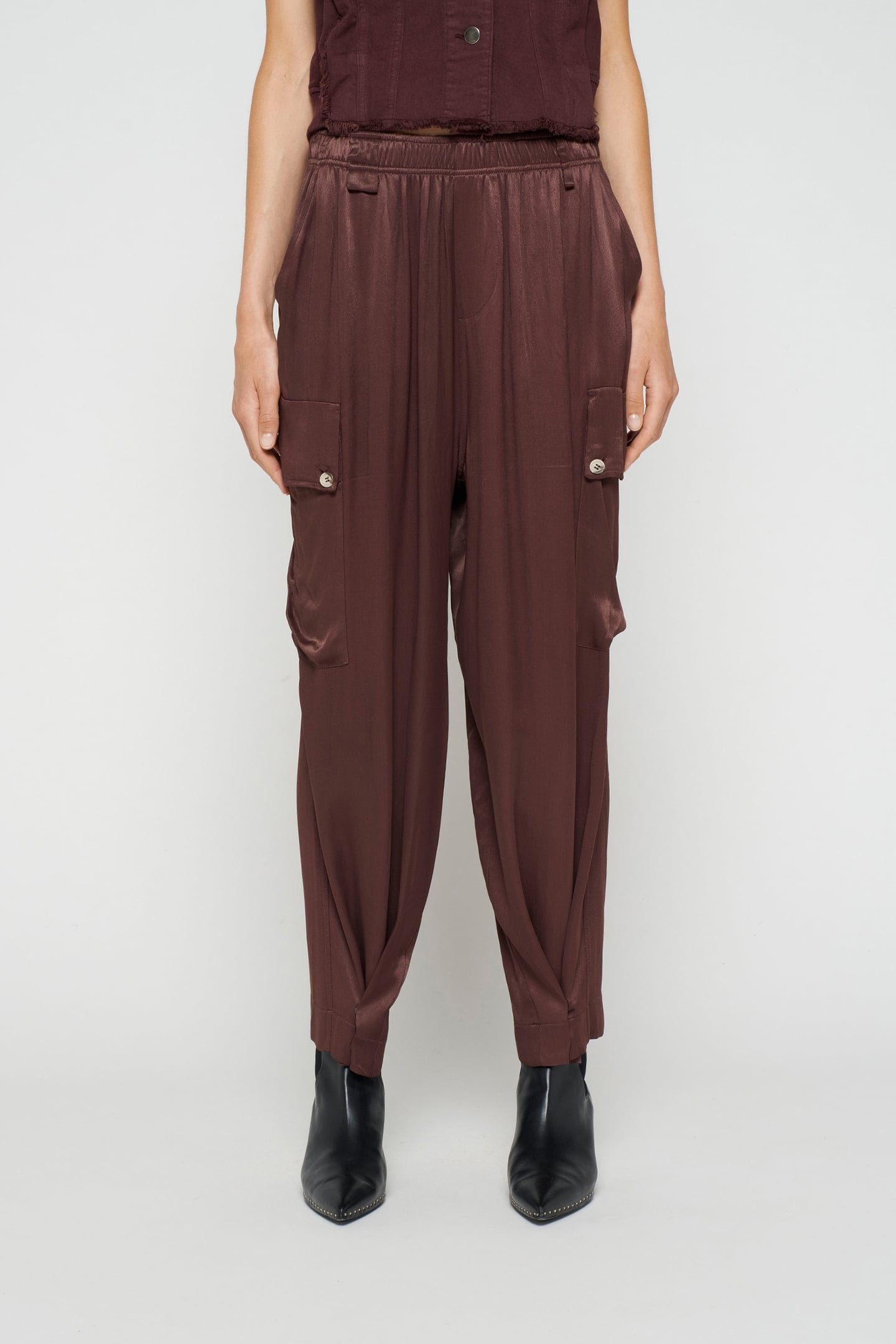 UTILITY PANTS SATIN AUBERGINE 1