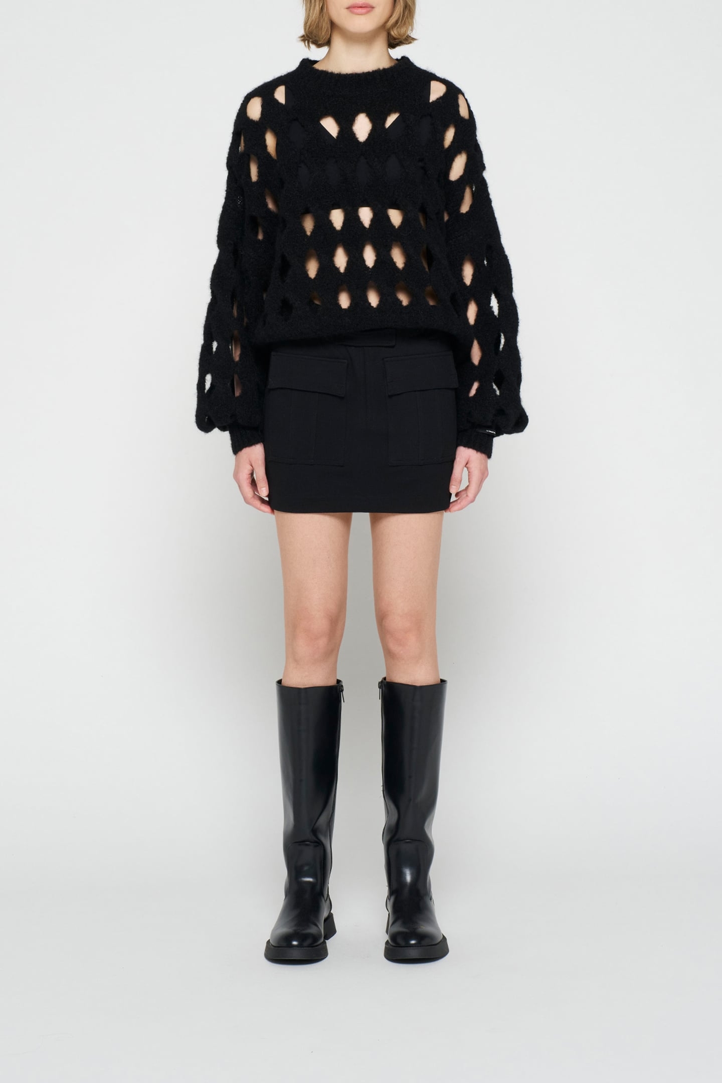 OPEN KNIT SWEATER BLACK 2