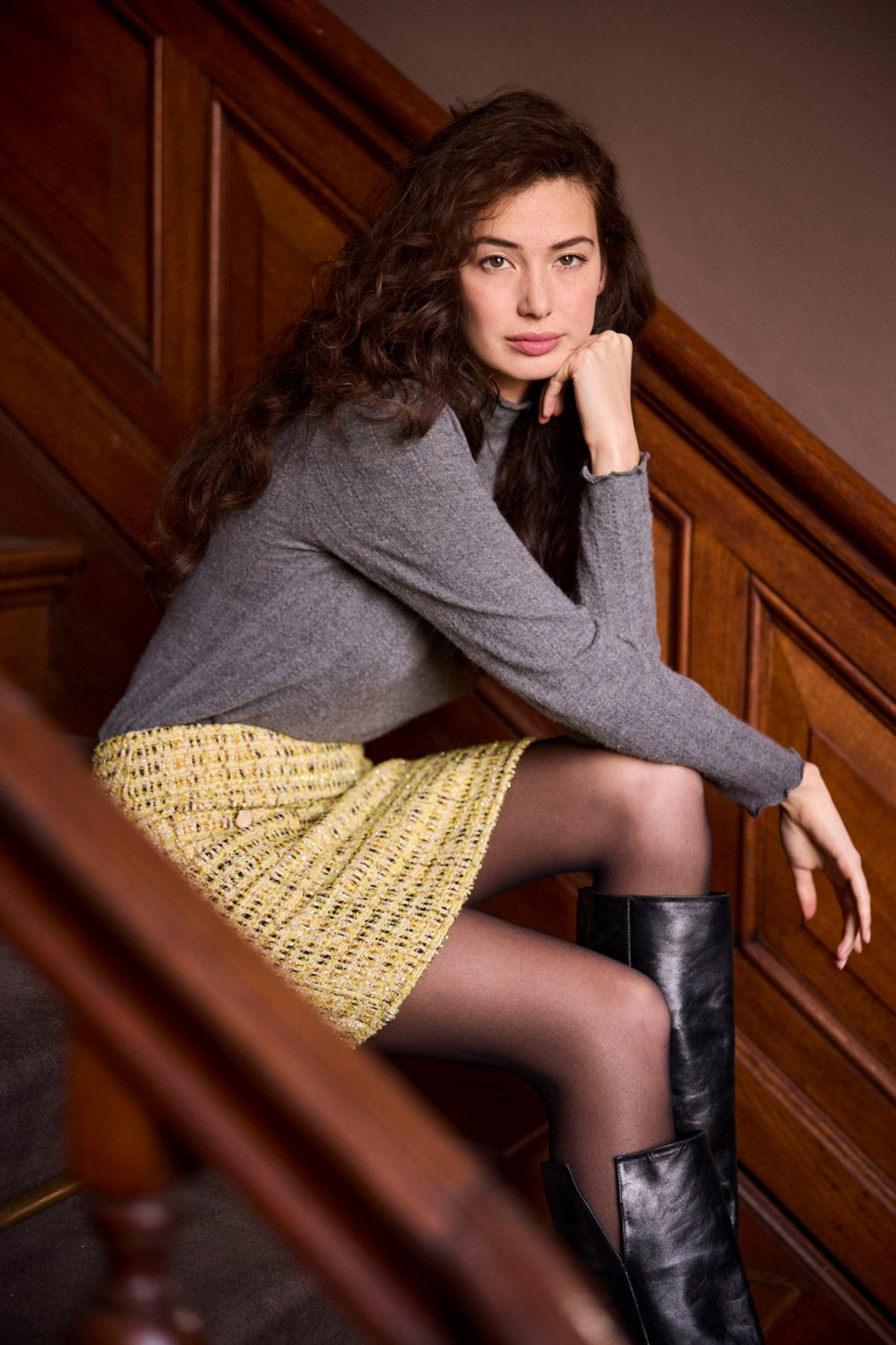 SKIRT FANCY TWEED GOLD YELLOW 3