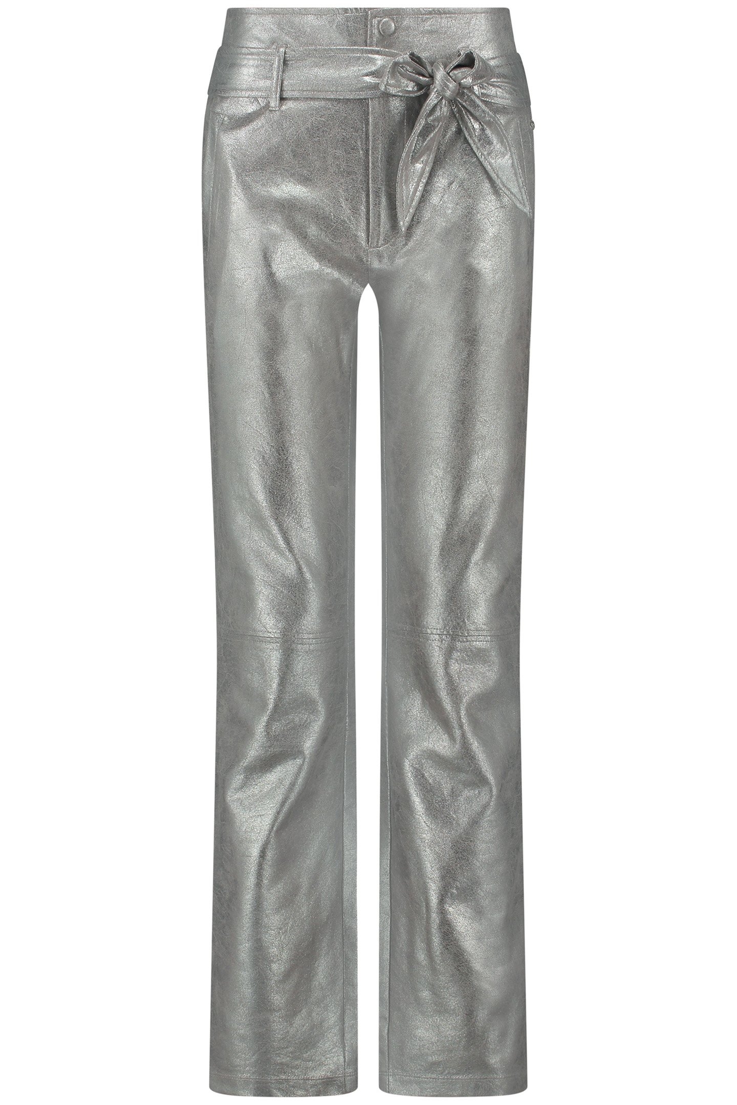 TROUSERS BELTED COATED SILVER 2