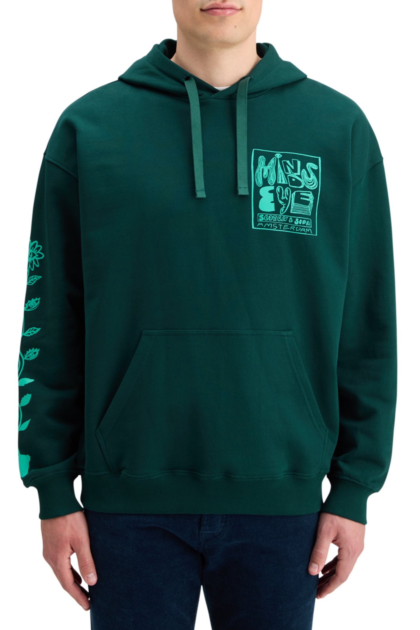 LOOSE FIT ARTWORK HOODIE CYPRESS GREEN 1
