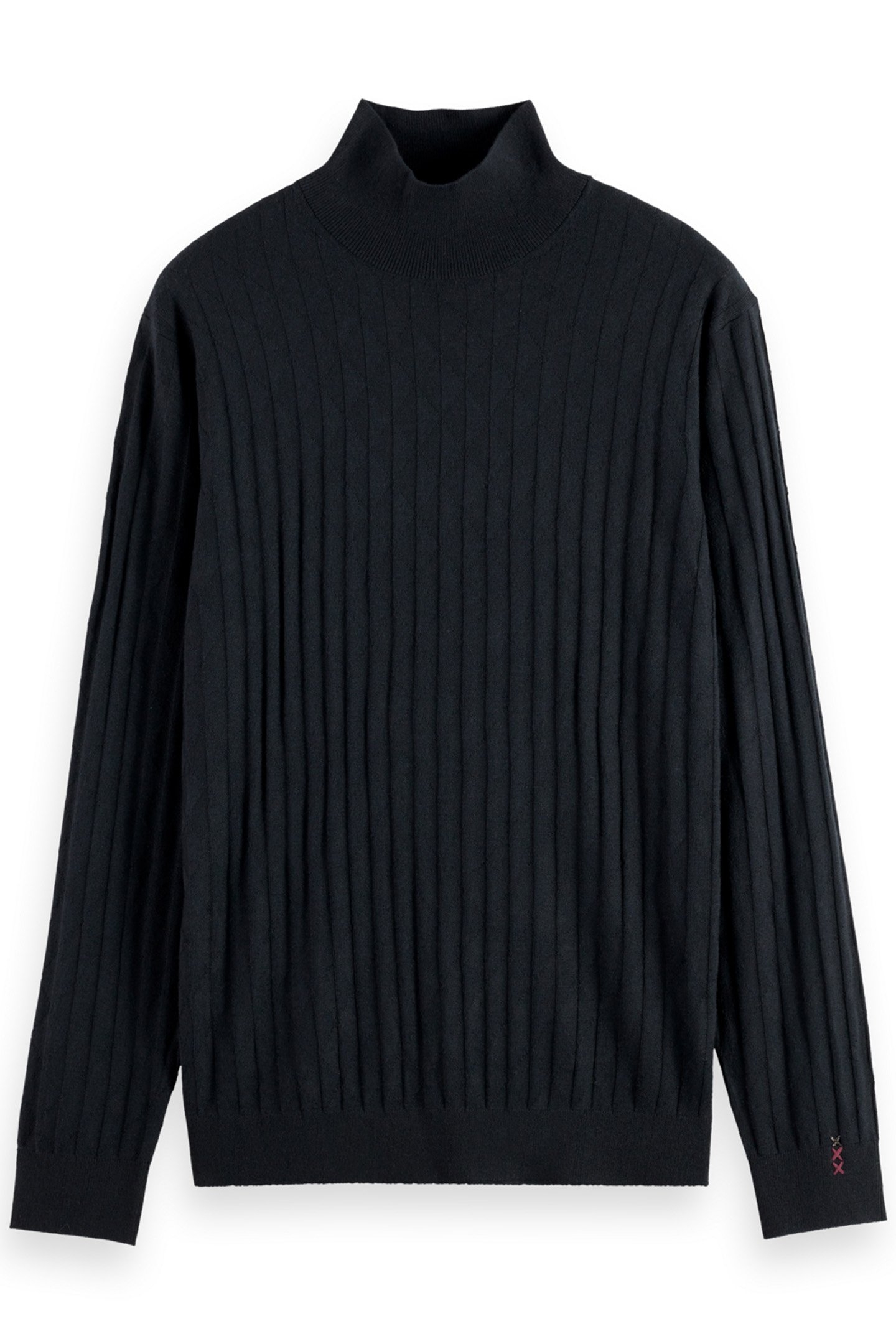 TURTLE NECK REGULAR FIT RELIEF STITCH SWEATER BLACK 4