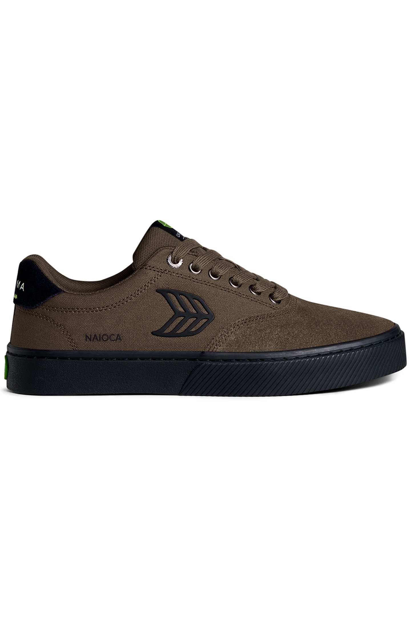 NAIOCA PRO KHAKI SUEDE AND CANVAS BLACK LOGO SNEAKER 1