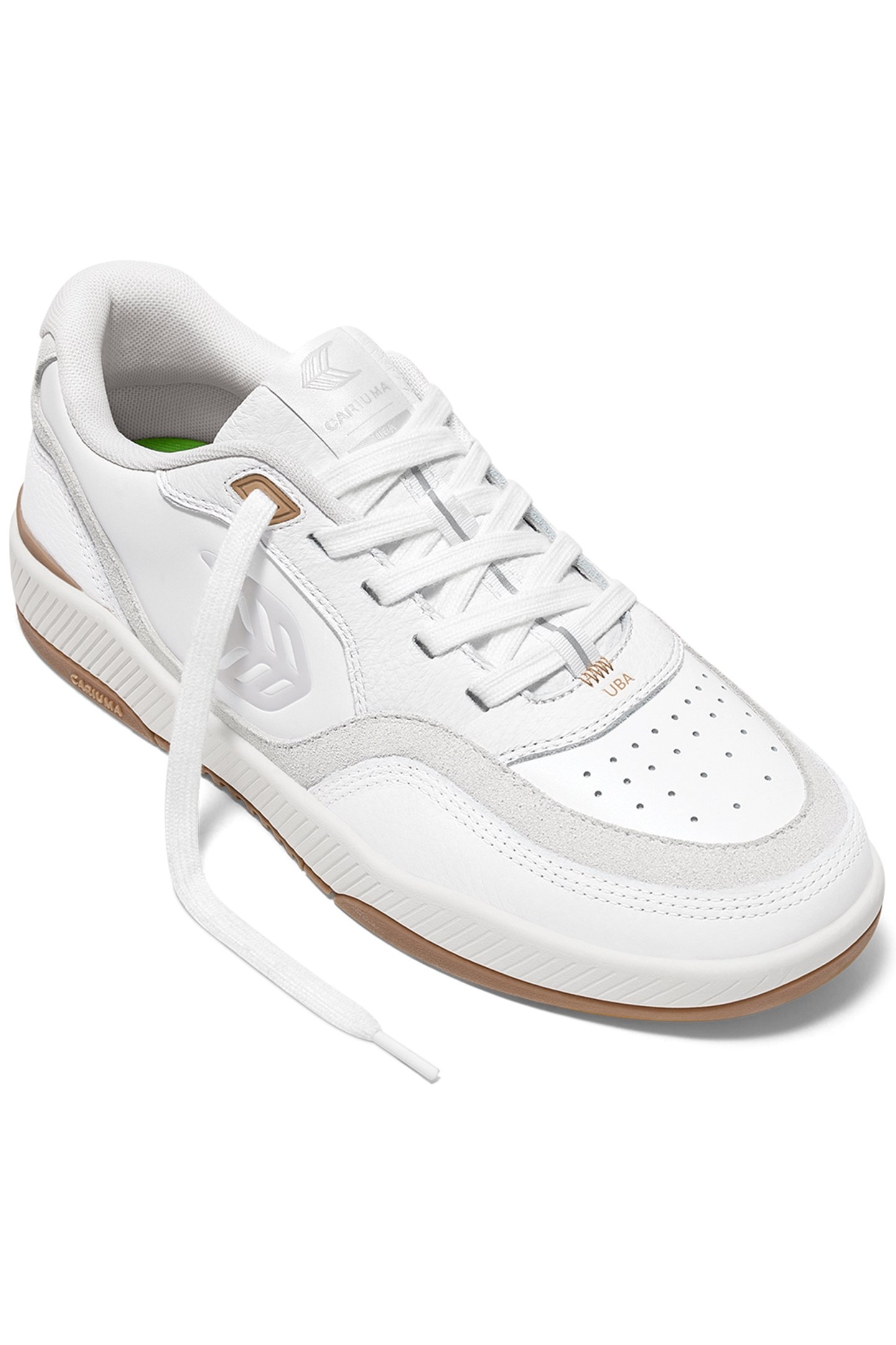 UBA WHITE LEATHER SMOKE WHITE SUEDE ICE LOGO SNEAKER 2