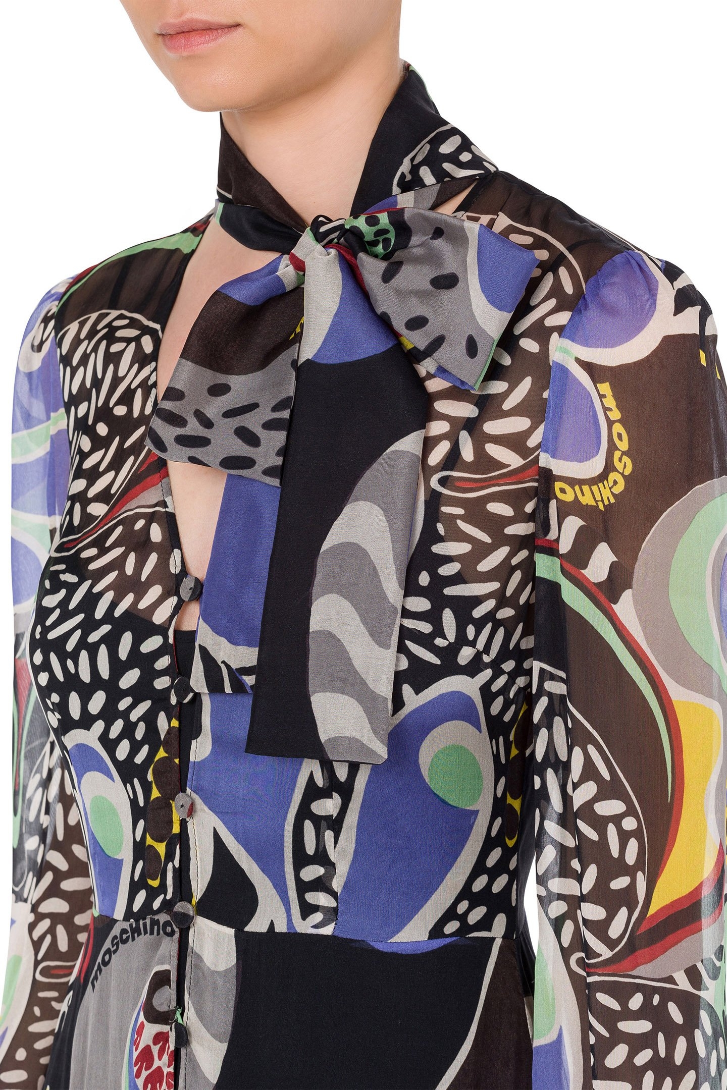 CHIFFON PSYCHEDELIC PRINT DRESS BLACK 4