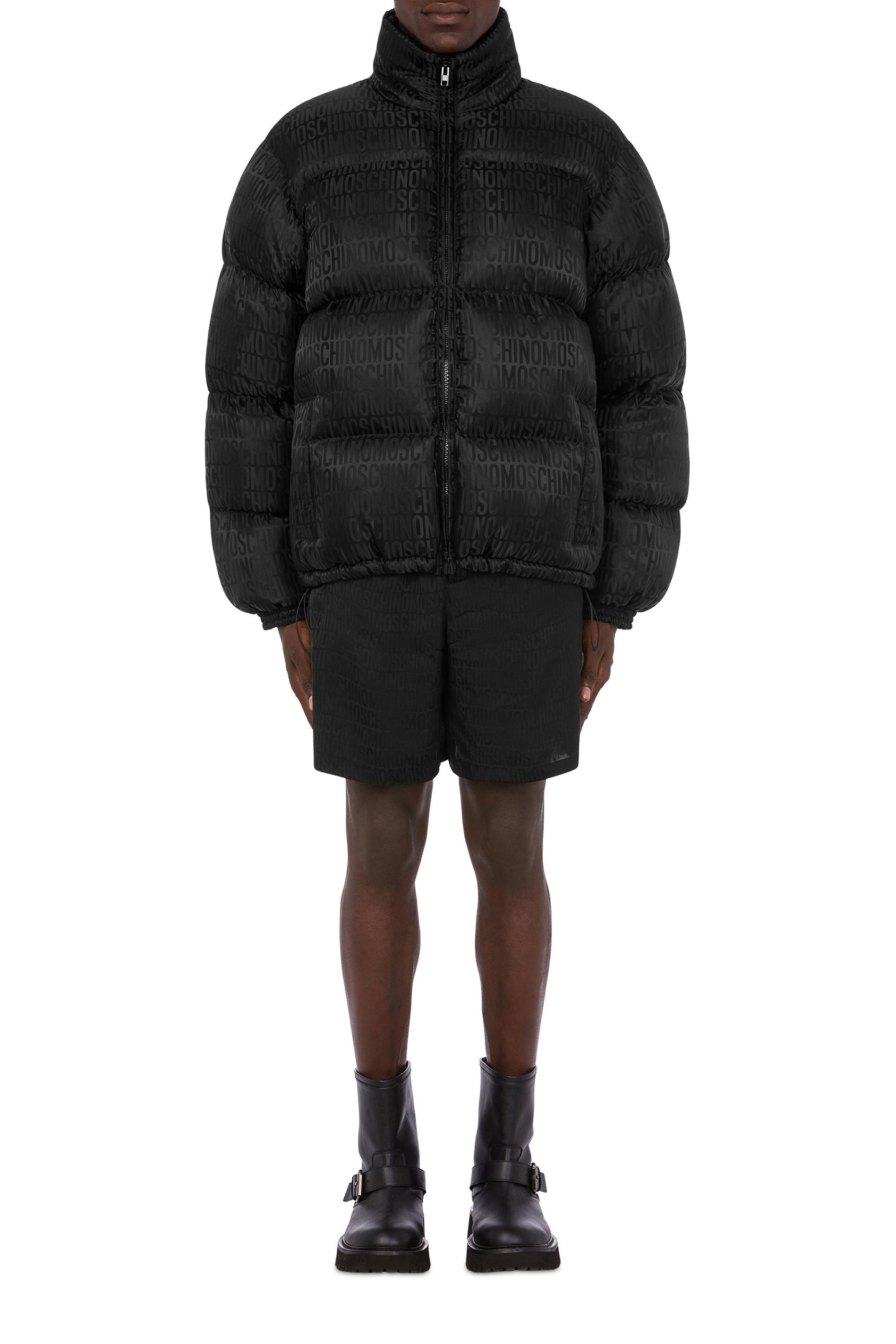 ALLOVER LOGO JACQUARD NYLON DOWN JACKET BLACK 1