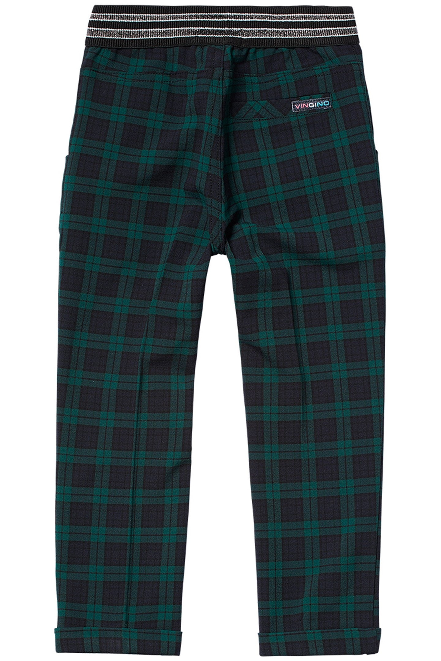 GIRL'S SAKINE PANTS BLACK GREEN CHECK 2