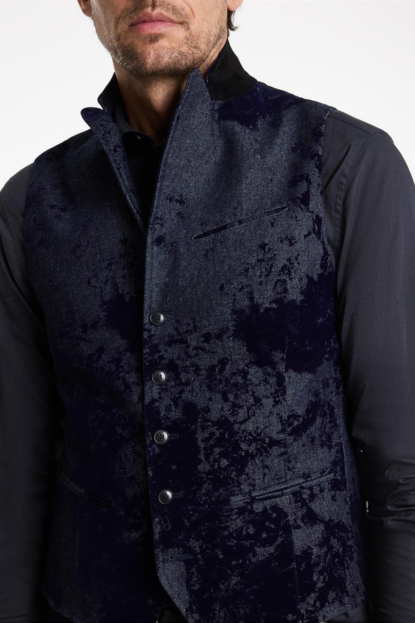 SLIM FIT PEAK LAPEL VEST WITH WIRE INSERT INK BLUE 3