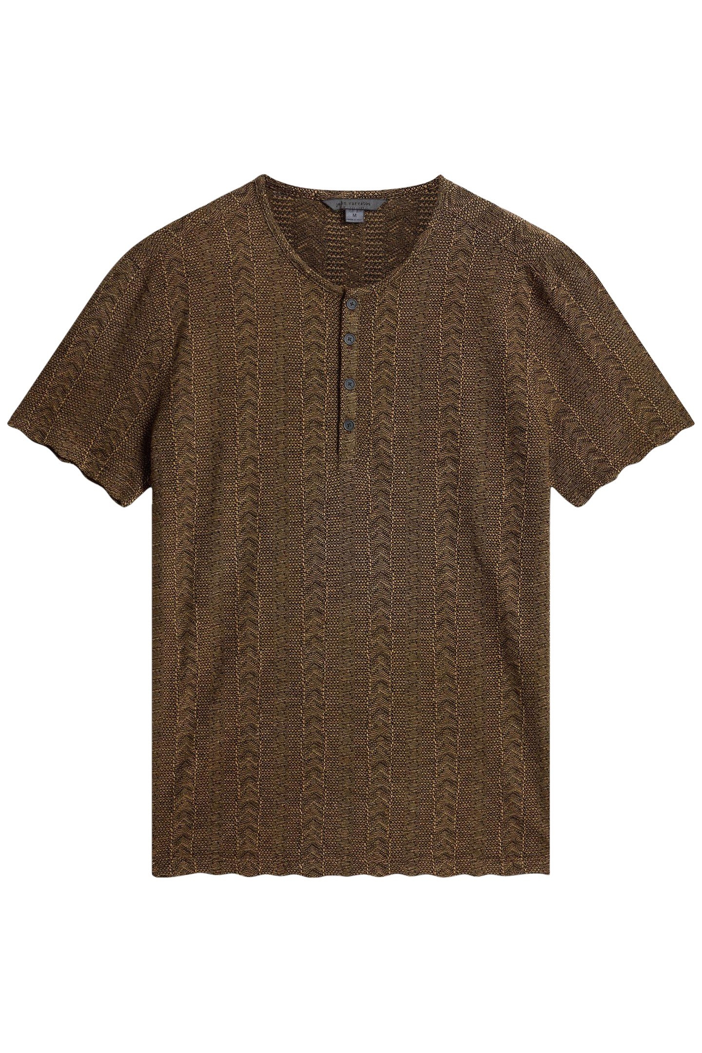 MADOC SS HENLEY IN TEXTURE JACQUARD DARK BROWN 2