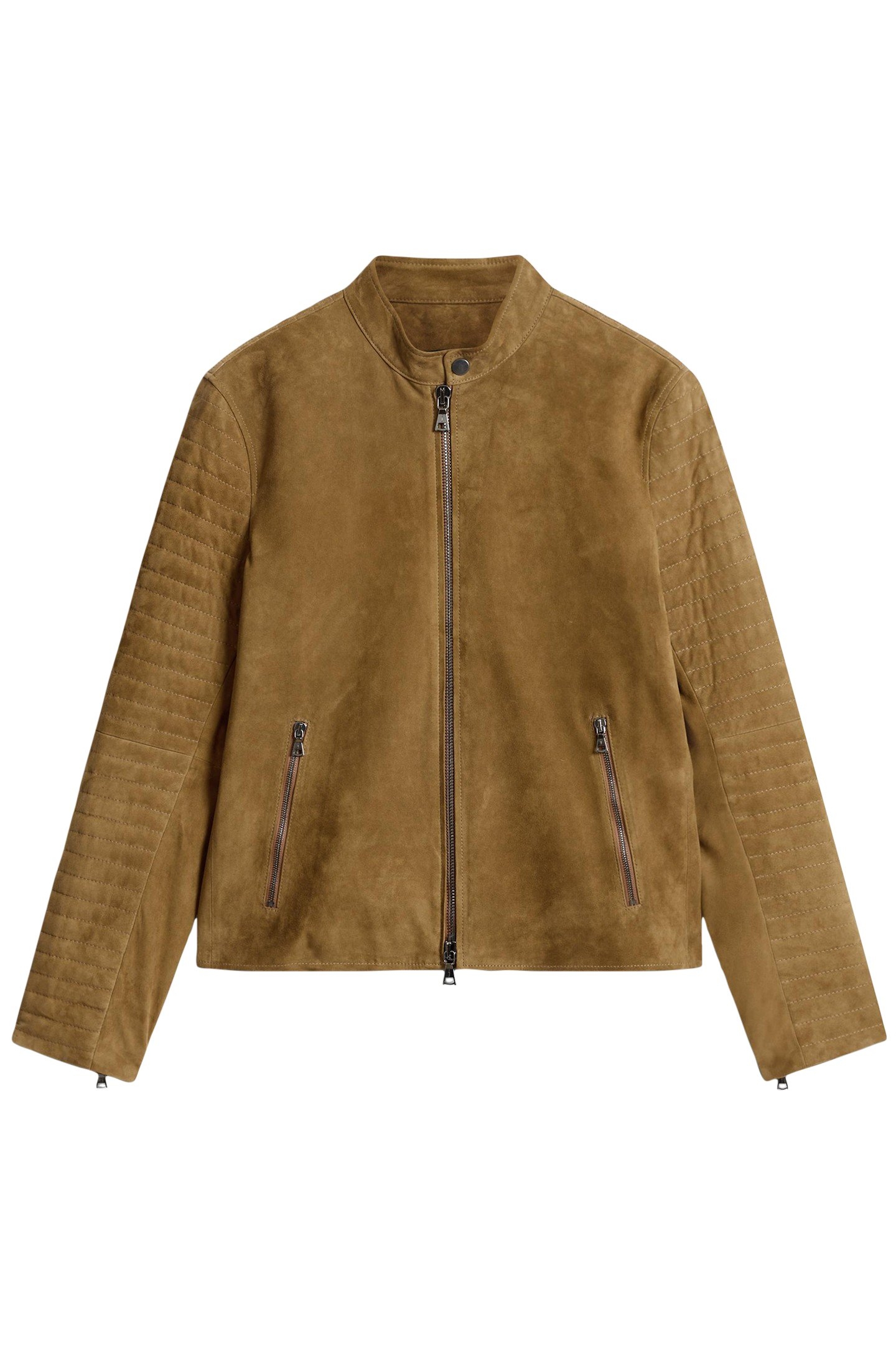 HARRIS DB BIKER JACKET WITH ZIP AND SNAP LIGHT UMBER 1