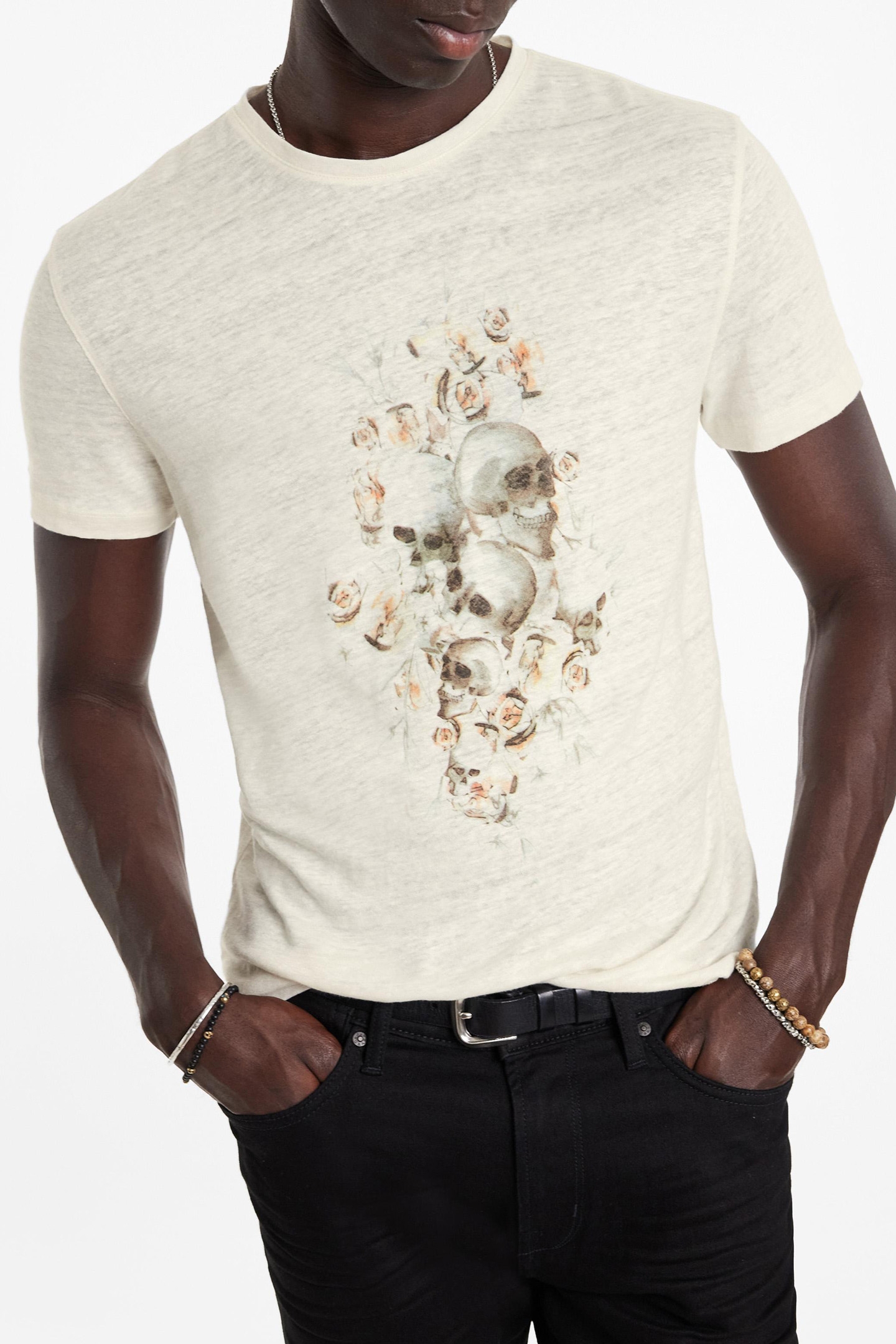 SS CREW TEE - FLORAL SKULL SALT 3