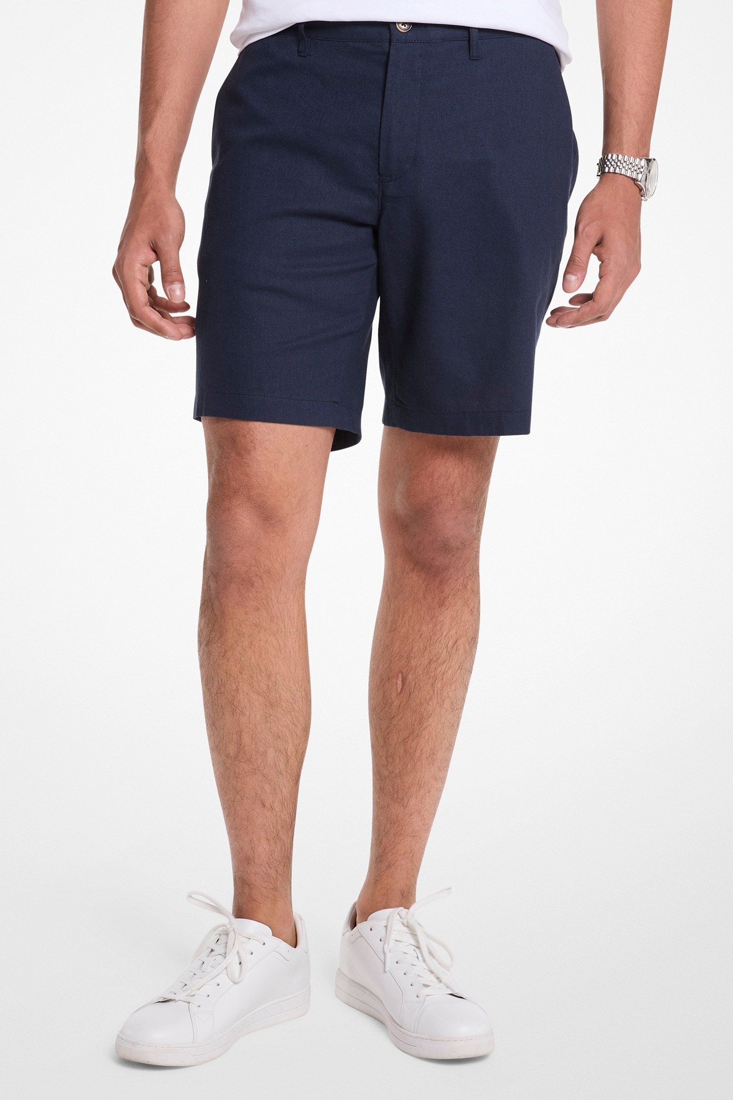 LINEN COTTON SHORTS IN MIDNIGHT BLUE 1