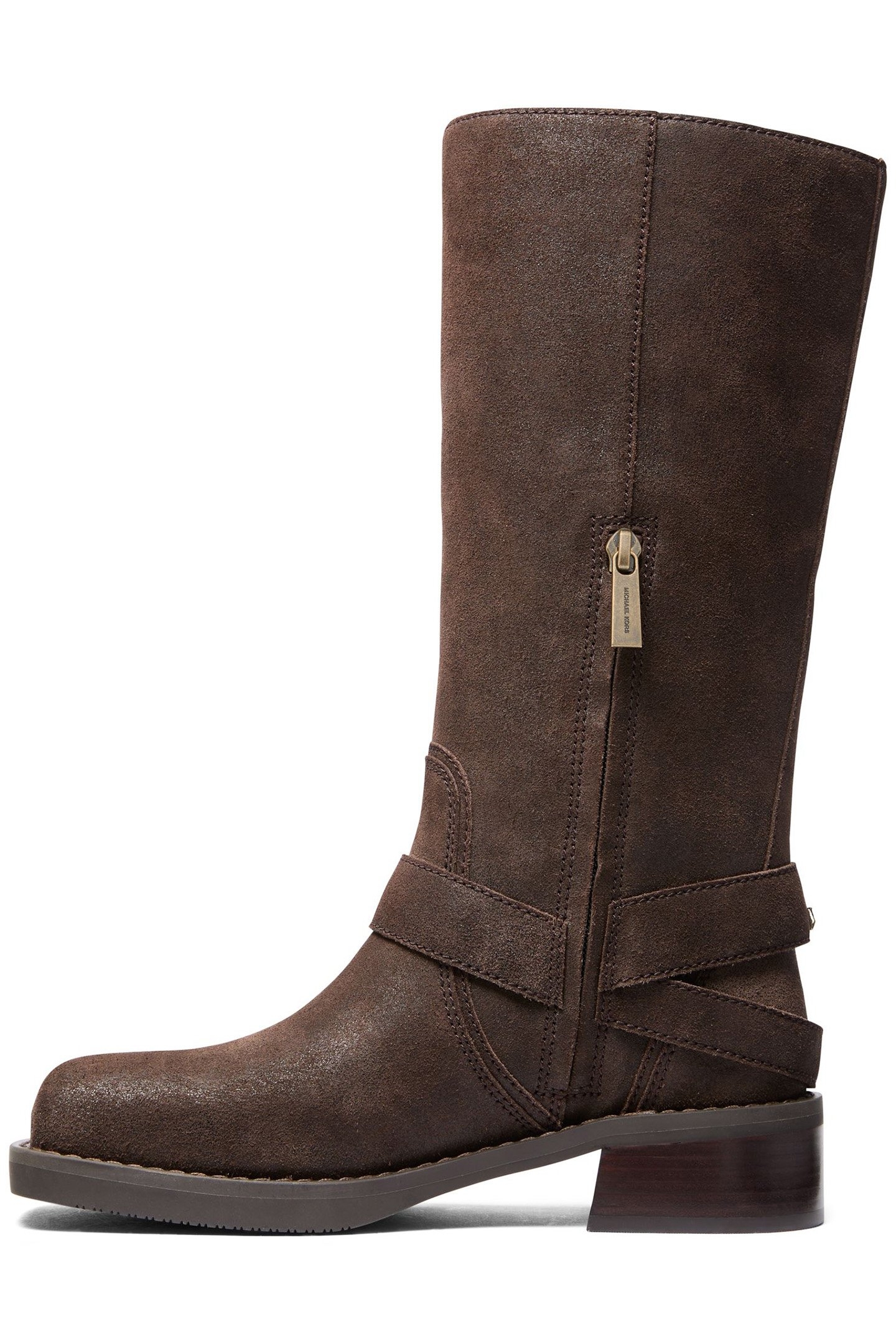 CROSBY GOLD BUCKLE DETAIL BIKER BOOT IN CHOCOLATE BROWN 5