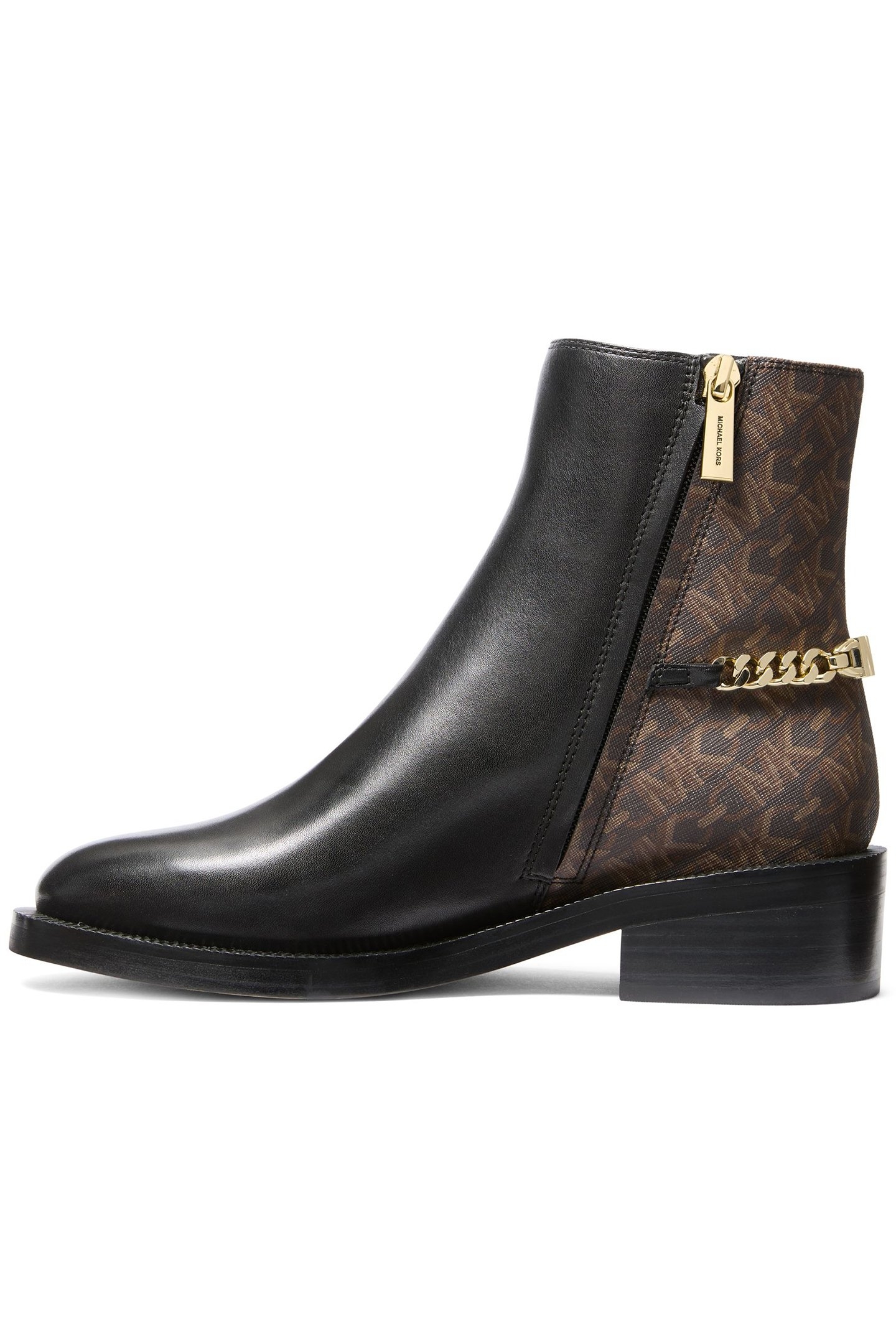 CARLISLE FLAT BOOT IN BLACK AND BROWN LOGO PRINT 4