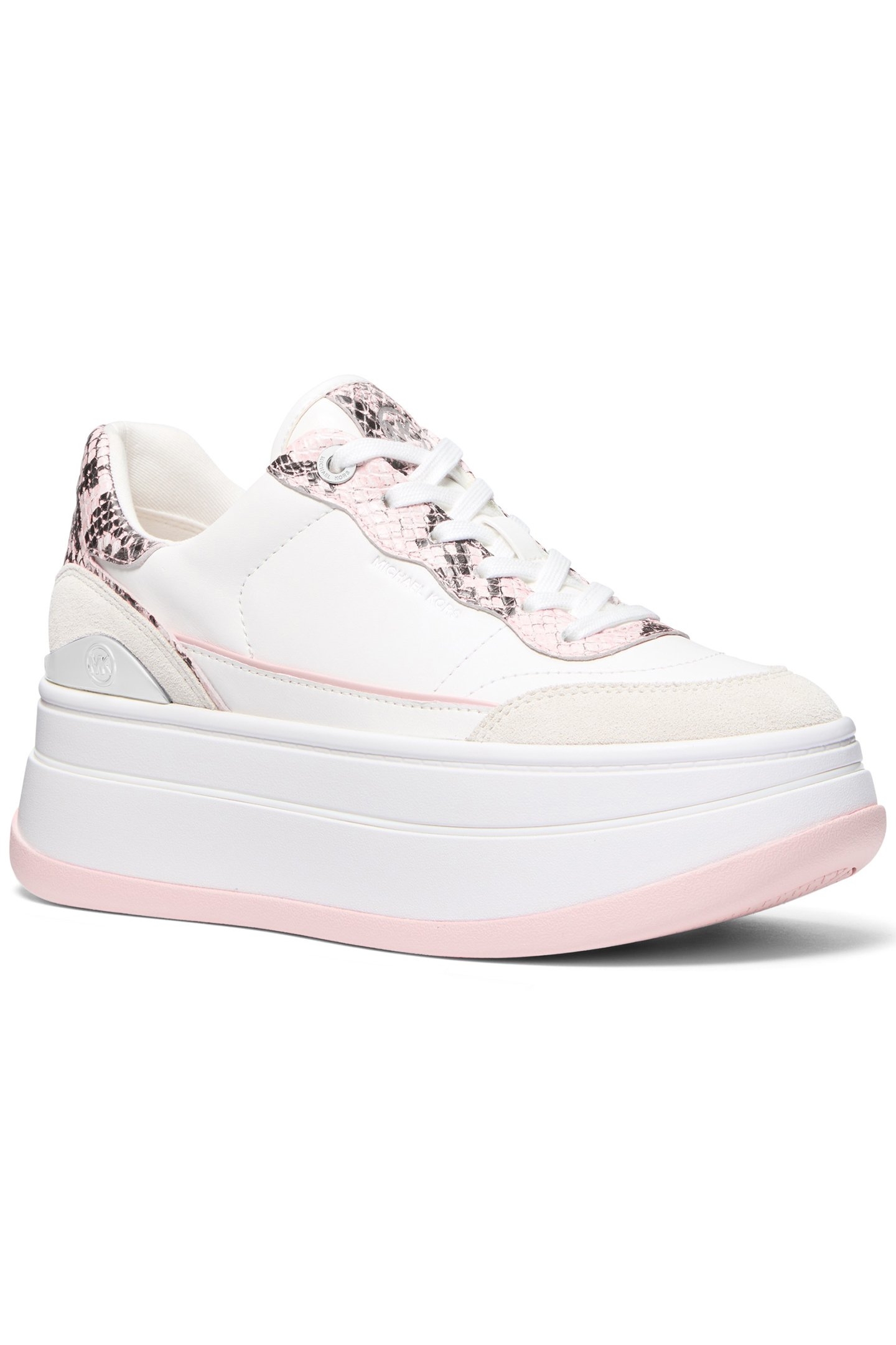 HAYES LACE UP TRAINER IN WHITE AND PINK 2