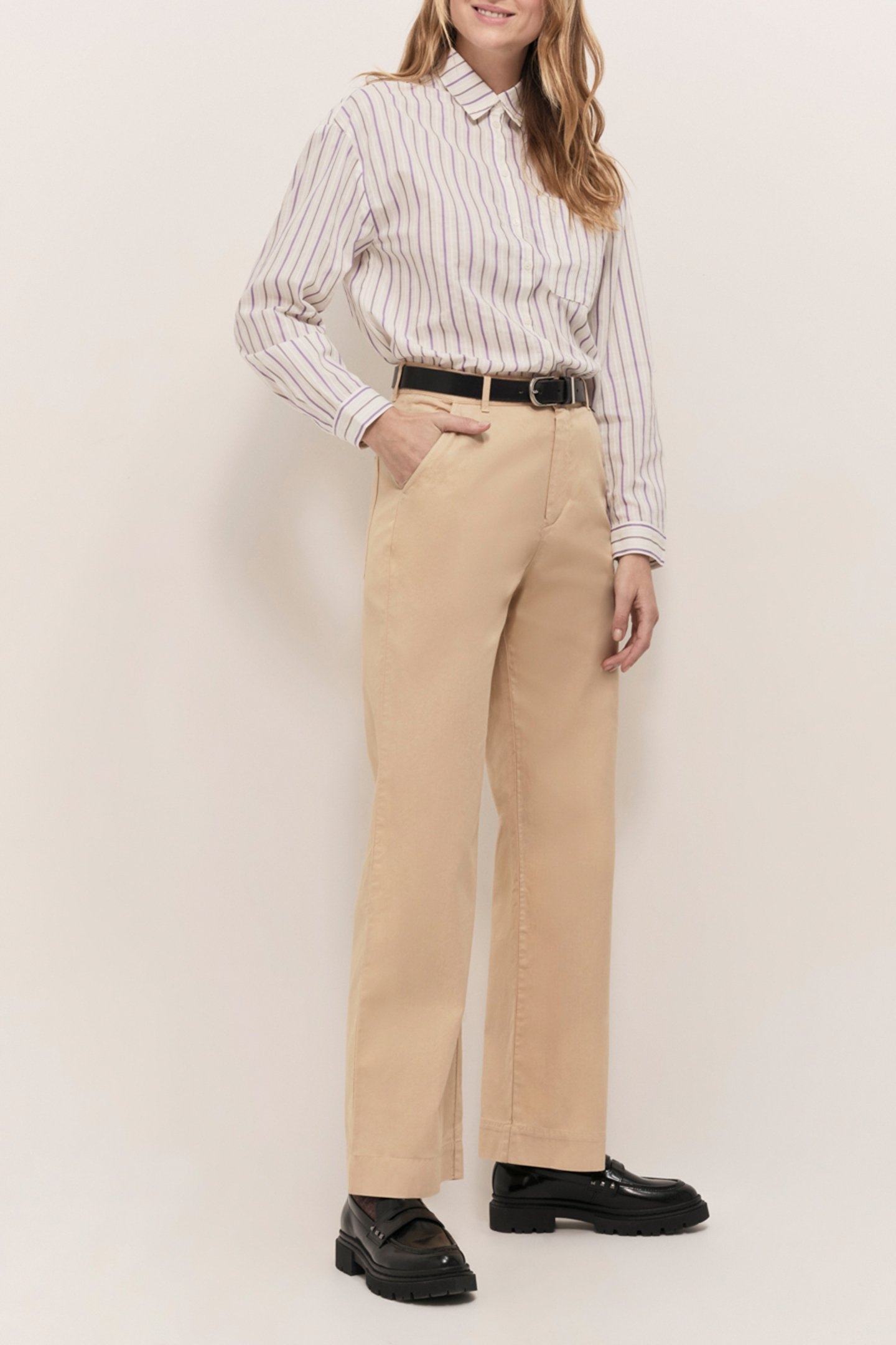 CELESTE - WISTERIA STRIPES ECRU POPLIN SHIRT 3