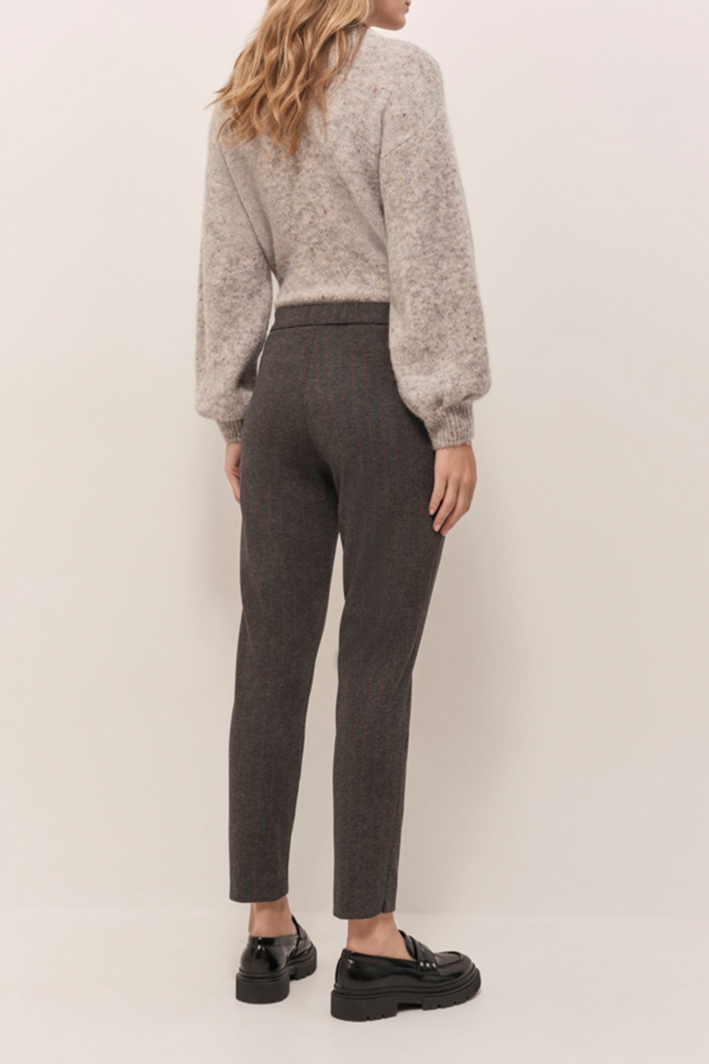 PAN - CHARCOAL GREY MILANO KNITTED CIGARETTE TROUSERS WITH 7 4