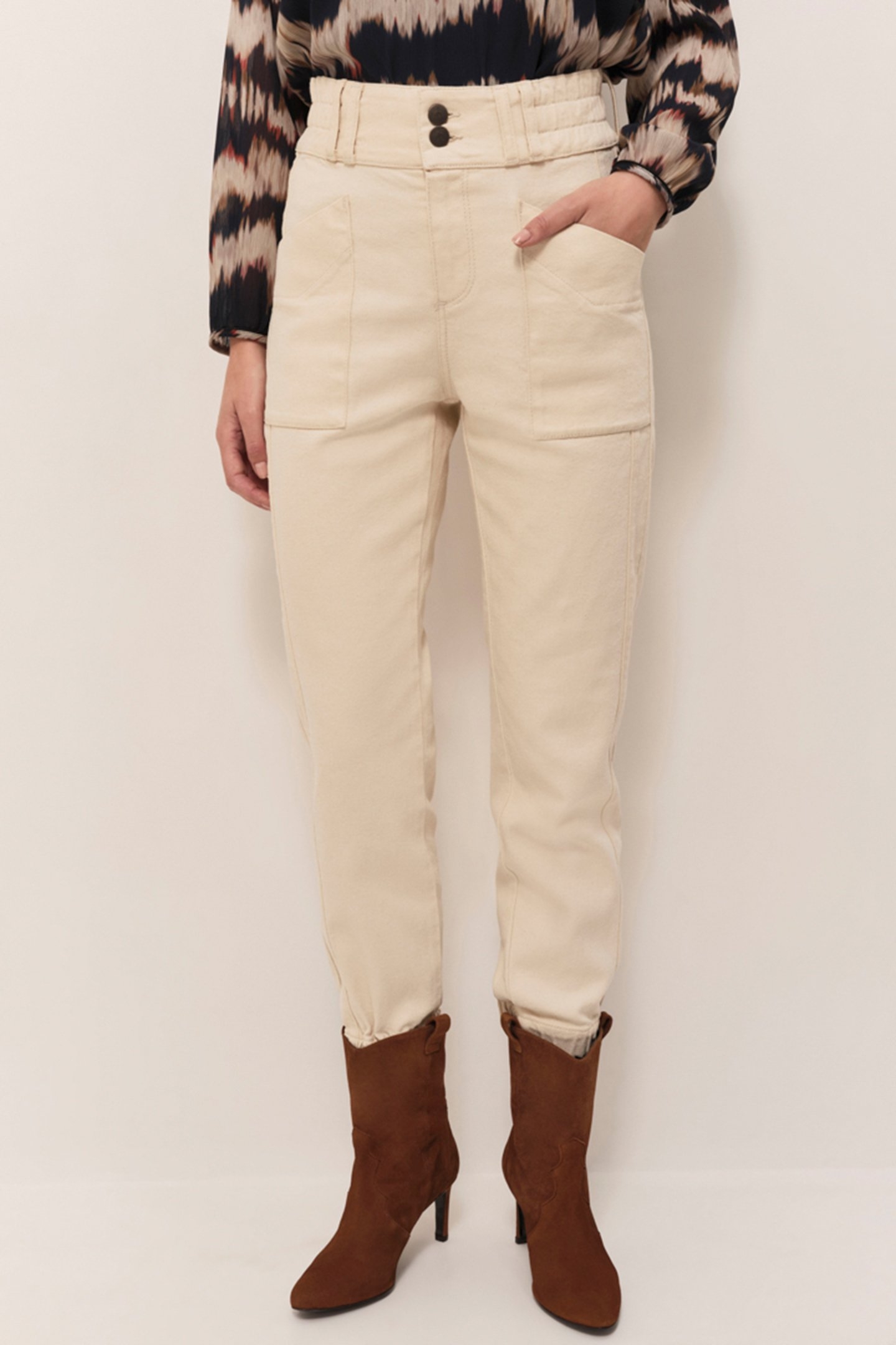 LE CALY - ECRU 7/8 BATTLE JEANS 1