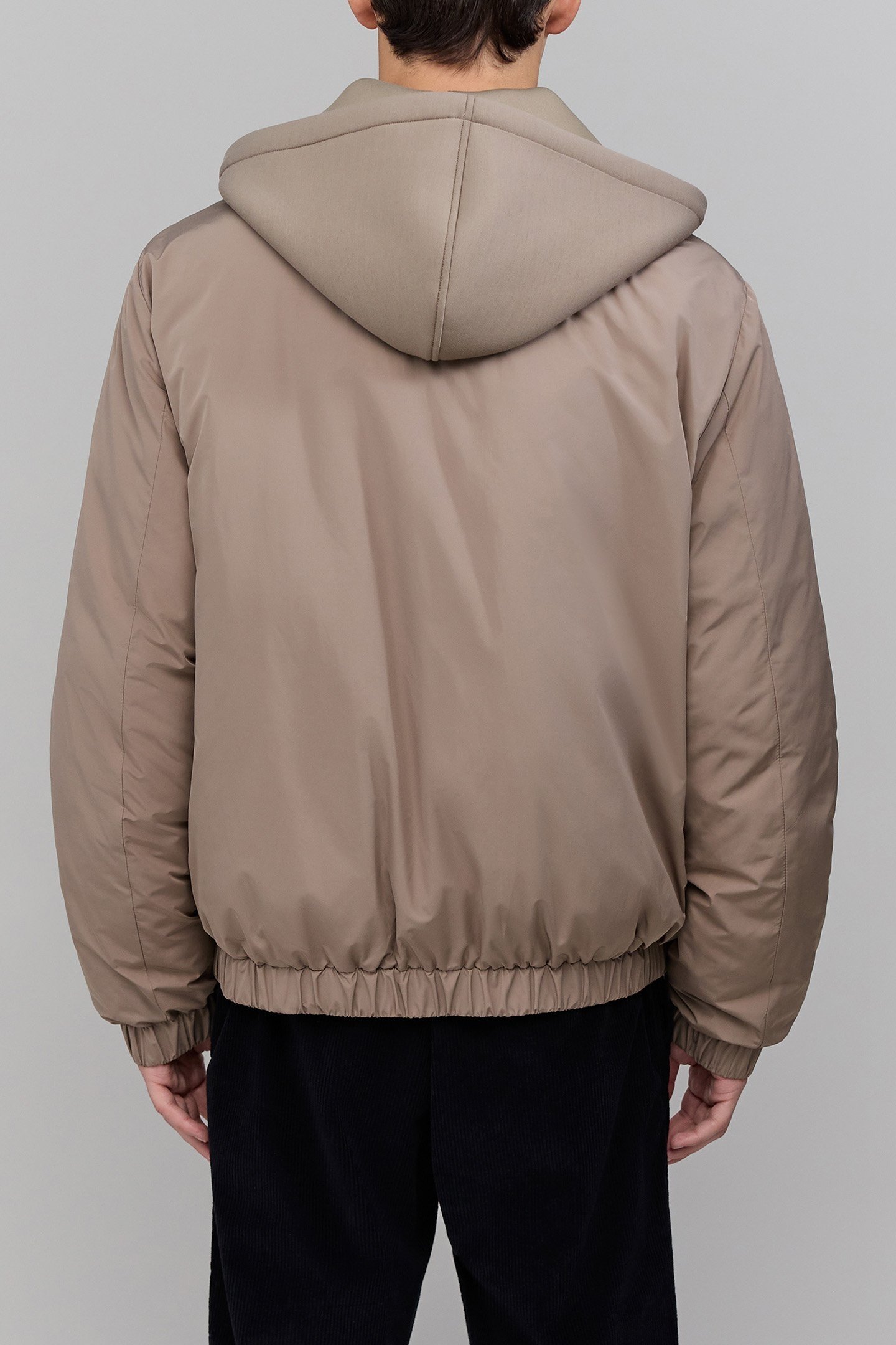 GREIGE PADDED JACKET WITH DETACHABLE NEOPRENE HOOD 2