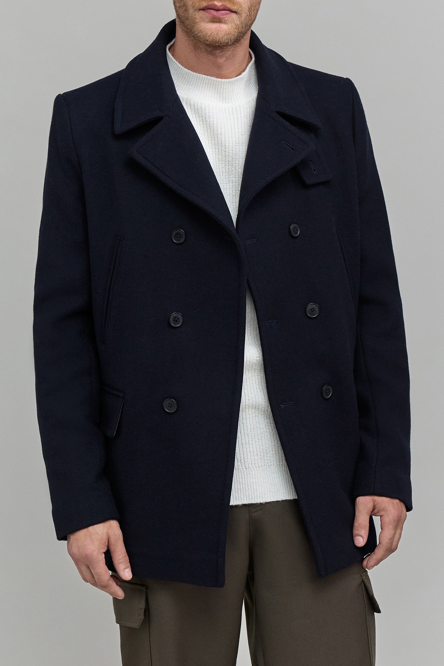 NAVY BLUE WOOLLY PEA COAT 4