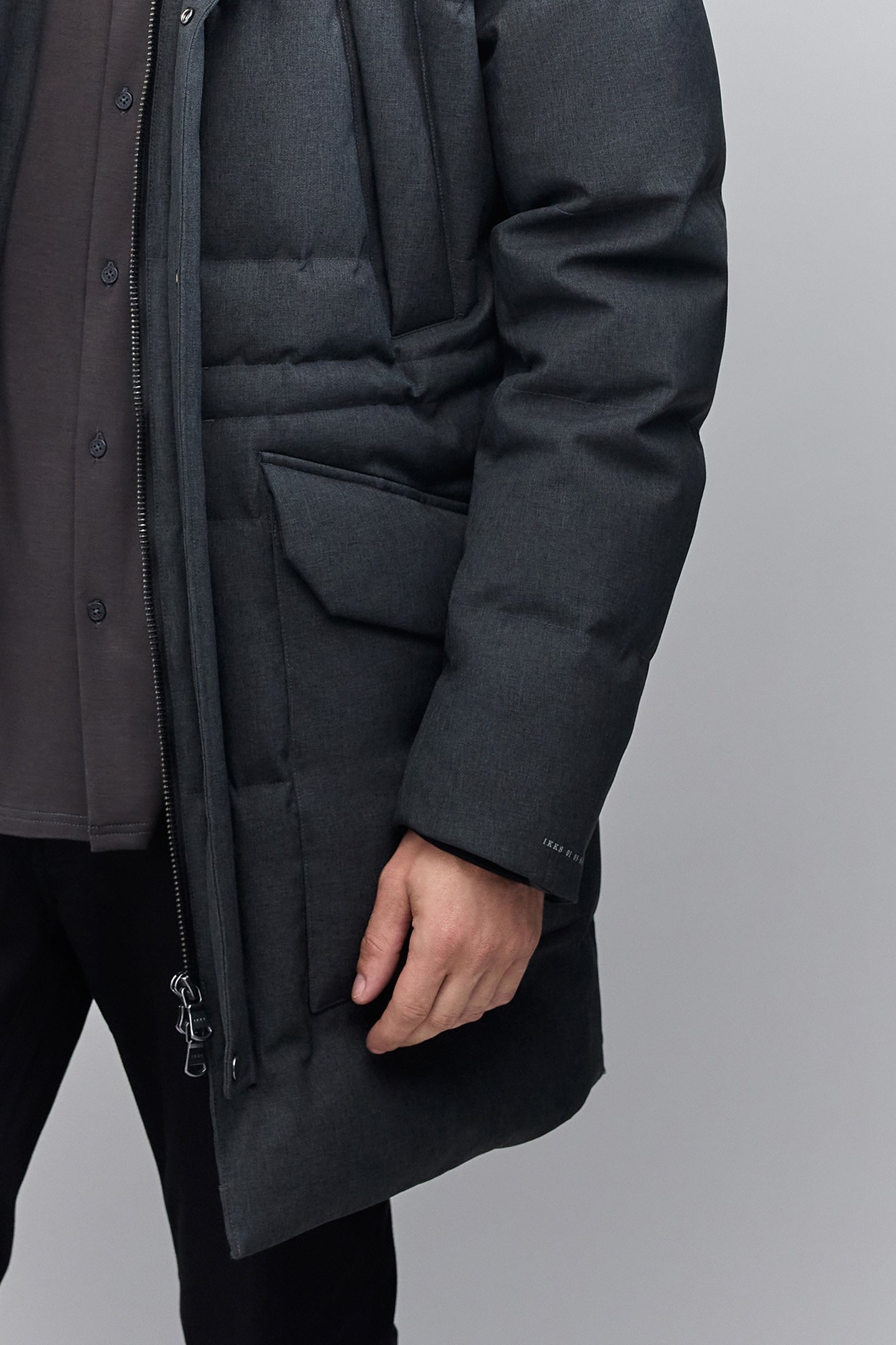 CHARCOAL RECYCLED POLYESTER LONG PADDED JACKET 6