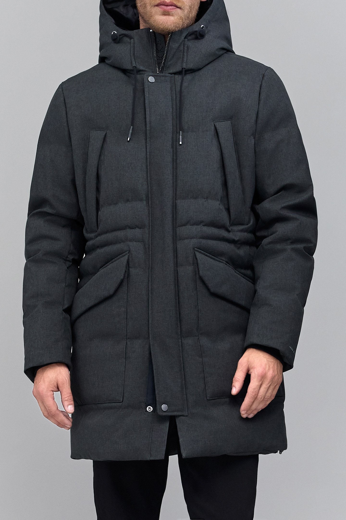 CHARCOAL RECYCLED POLYESTER LONG PADDED JACKET 5