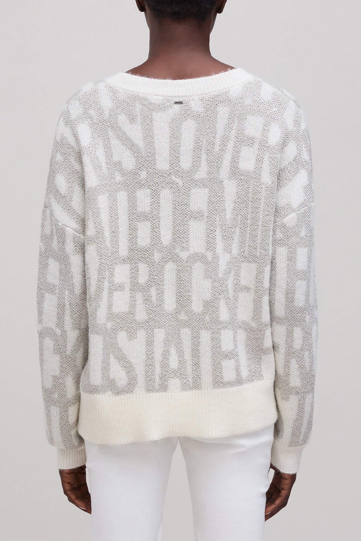 ECRU JACQUARD KNIT SWEATER WITH LUREX PATTERN 2