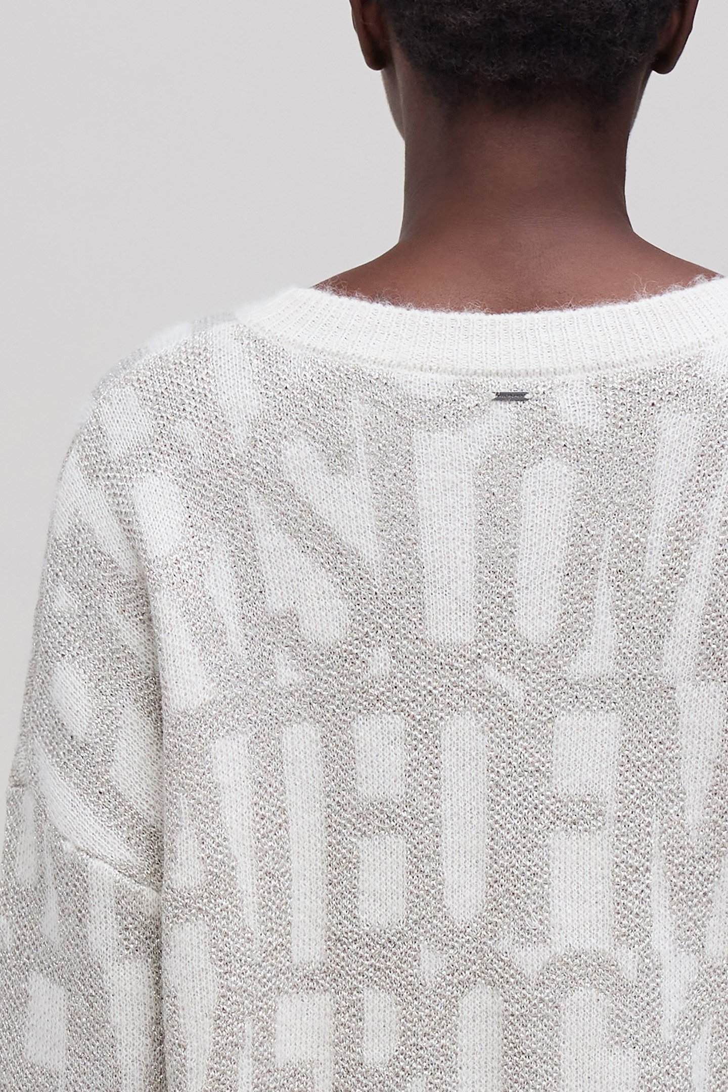 ECRU JACQUARD KNIT SWEATER WITH LUREX PATTERN 6