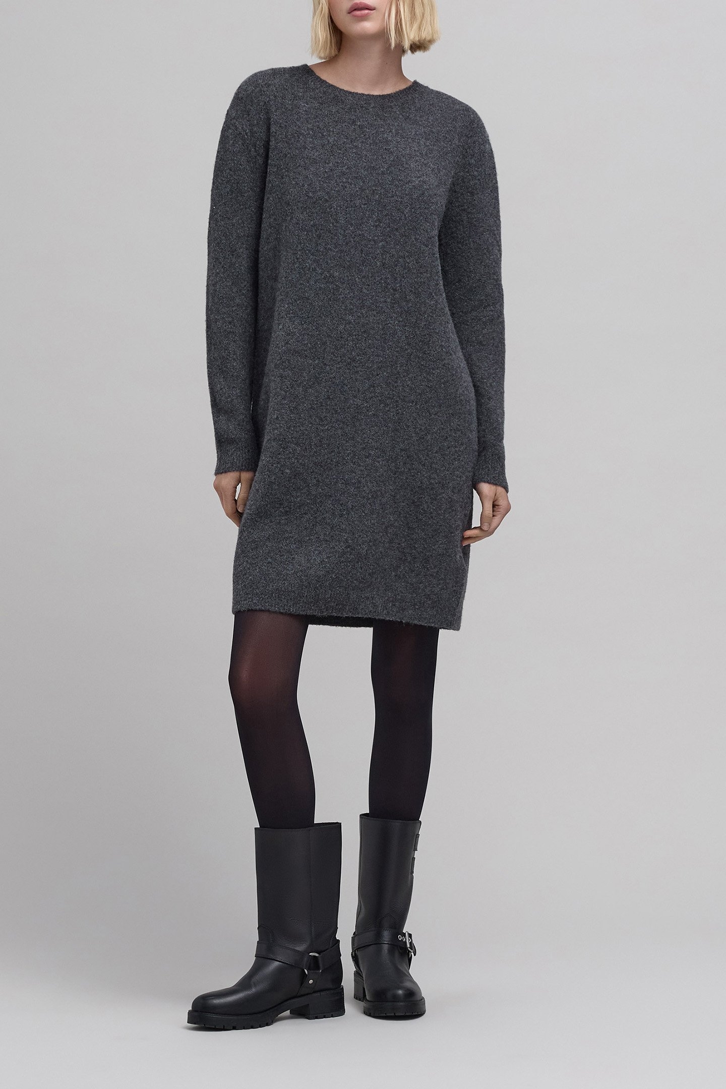 BLACK KNIT MAXI SWEATER DRESS WITH STUDS ON BACK 3