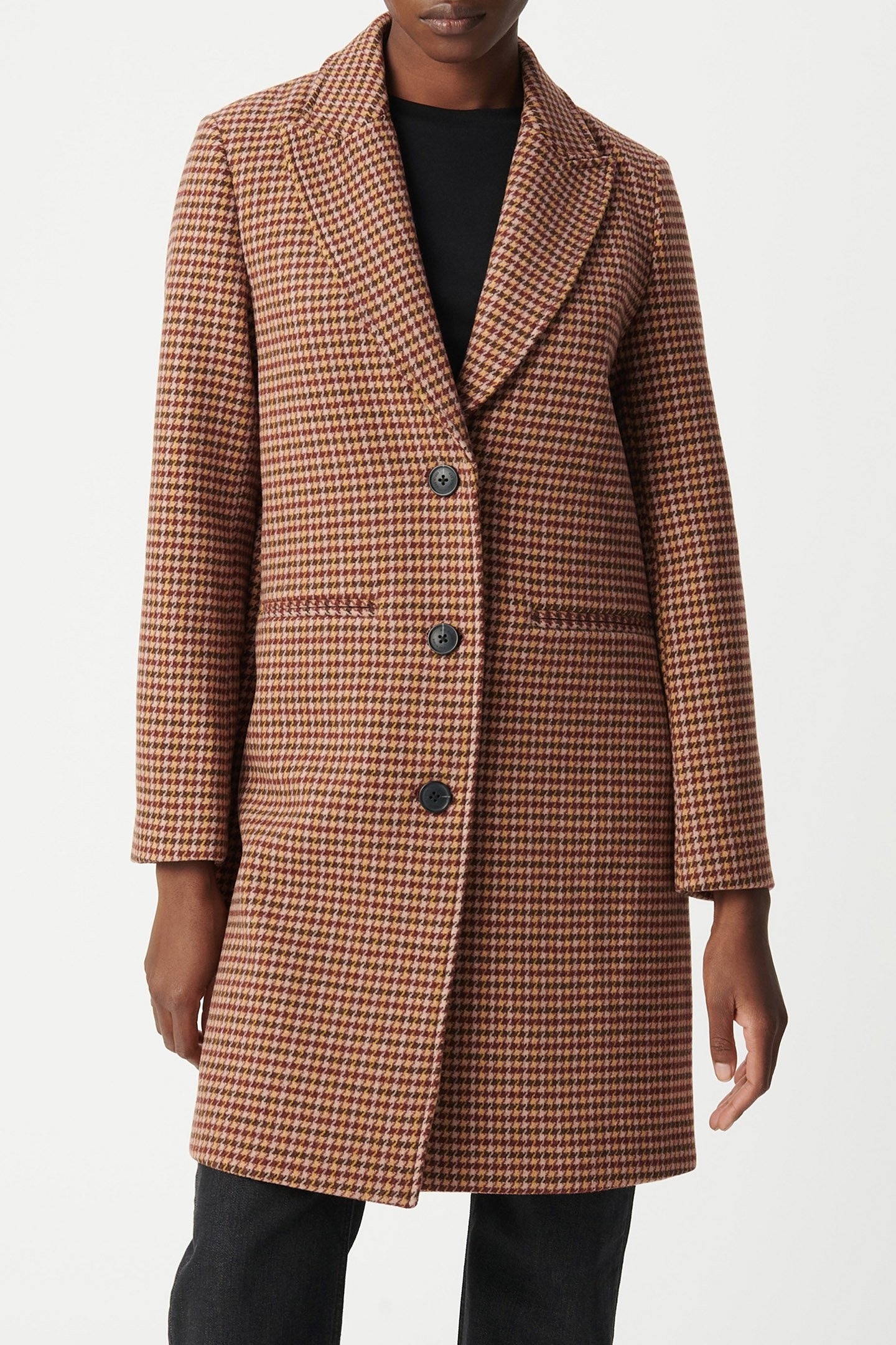 RED LONG COAT WITH HOUNDSTOOTH PATTERN 1