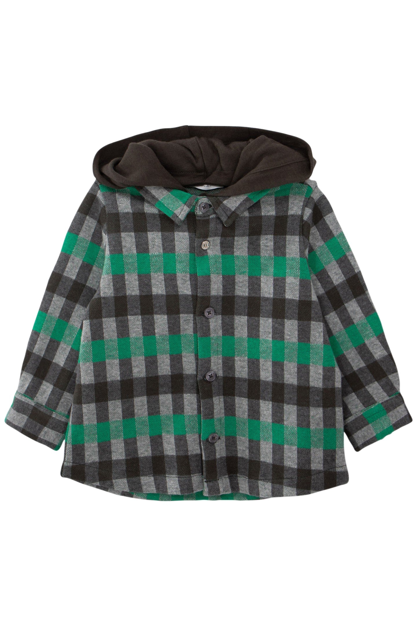 BABY BOY GREY SHIRT WITH GREEN CHECK PATTERN 1